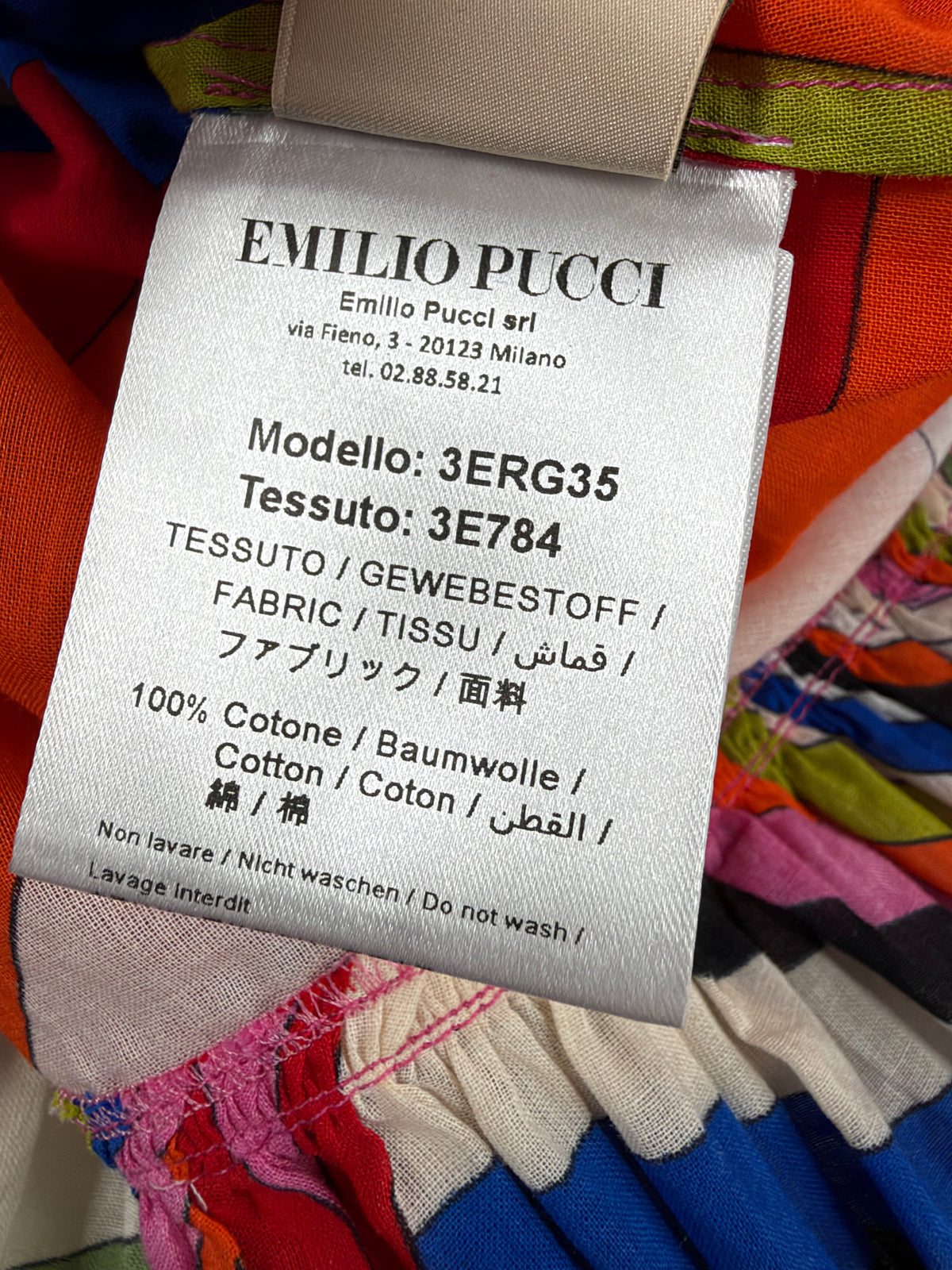 Emilio Pucci Pucci Kaleidoscopic Patterned Cotton Poet Sleeve Frill Dress - AU12
