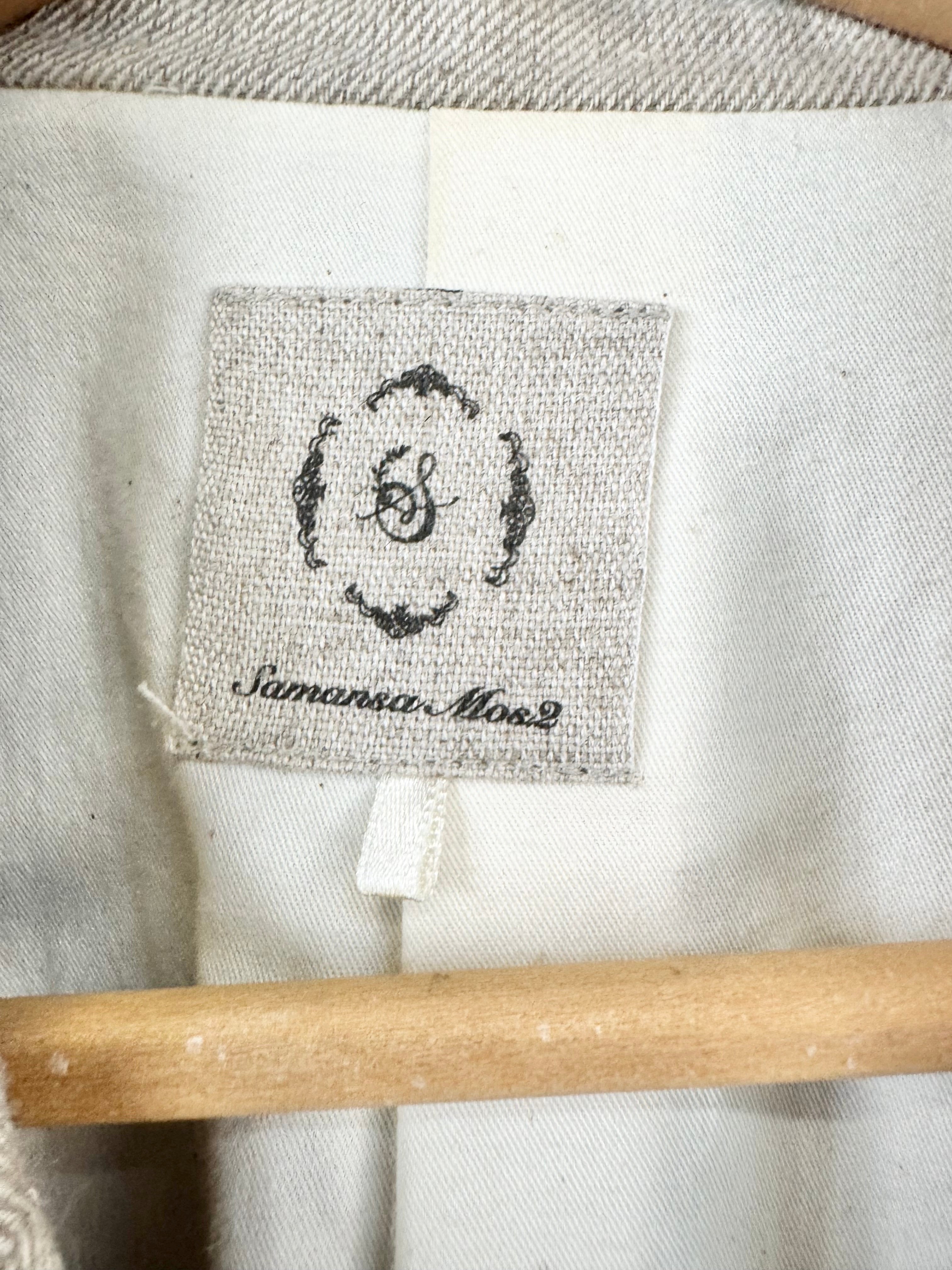 Samansa Mos2 Beige Cotton, Wool & Linen Blend Trench Coat - AU10