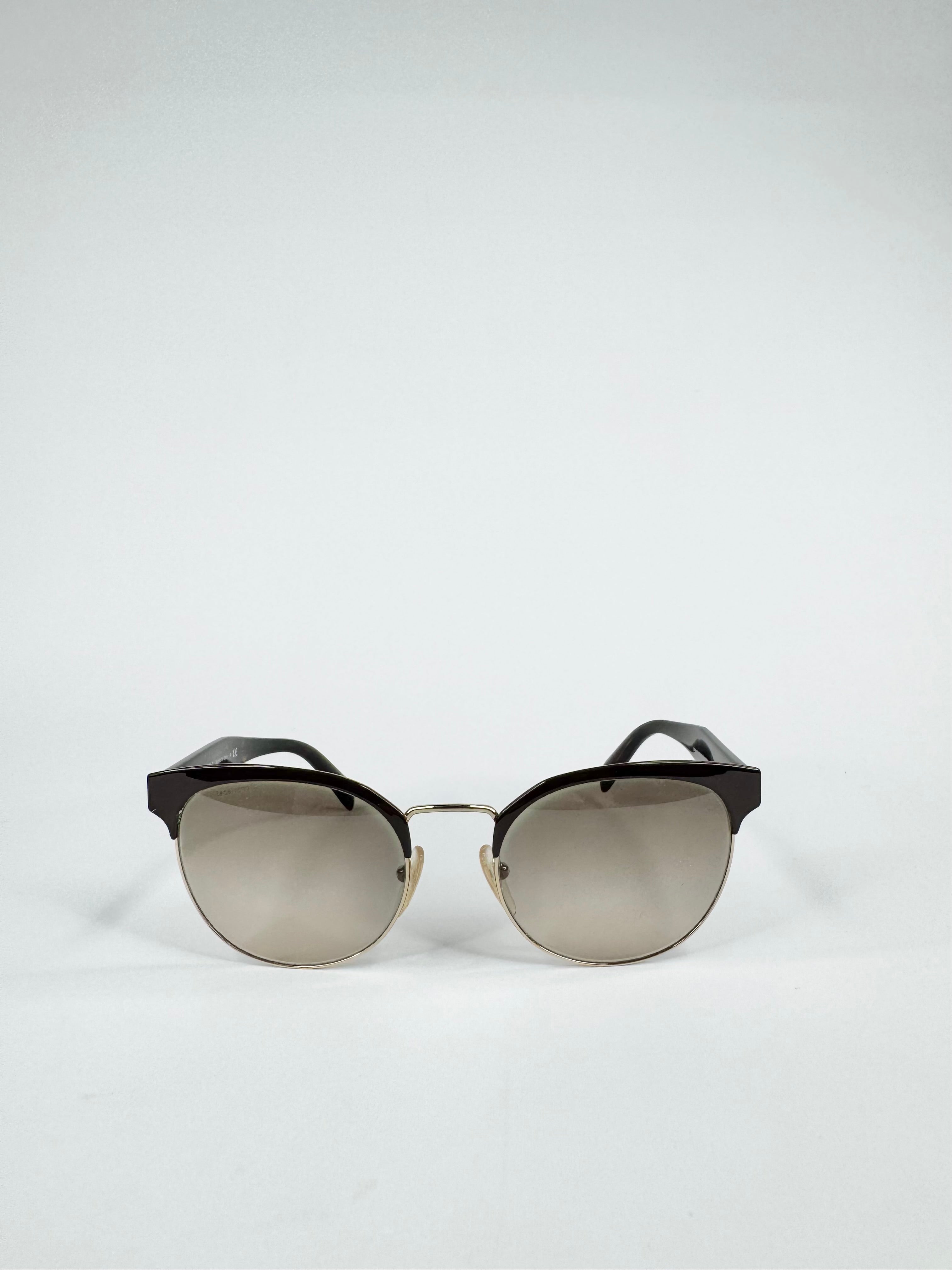 Prada Tortoiseshell & Gold Browline Sunglasses