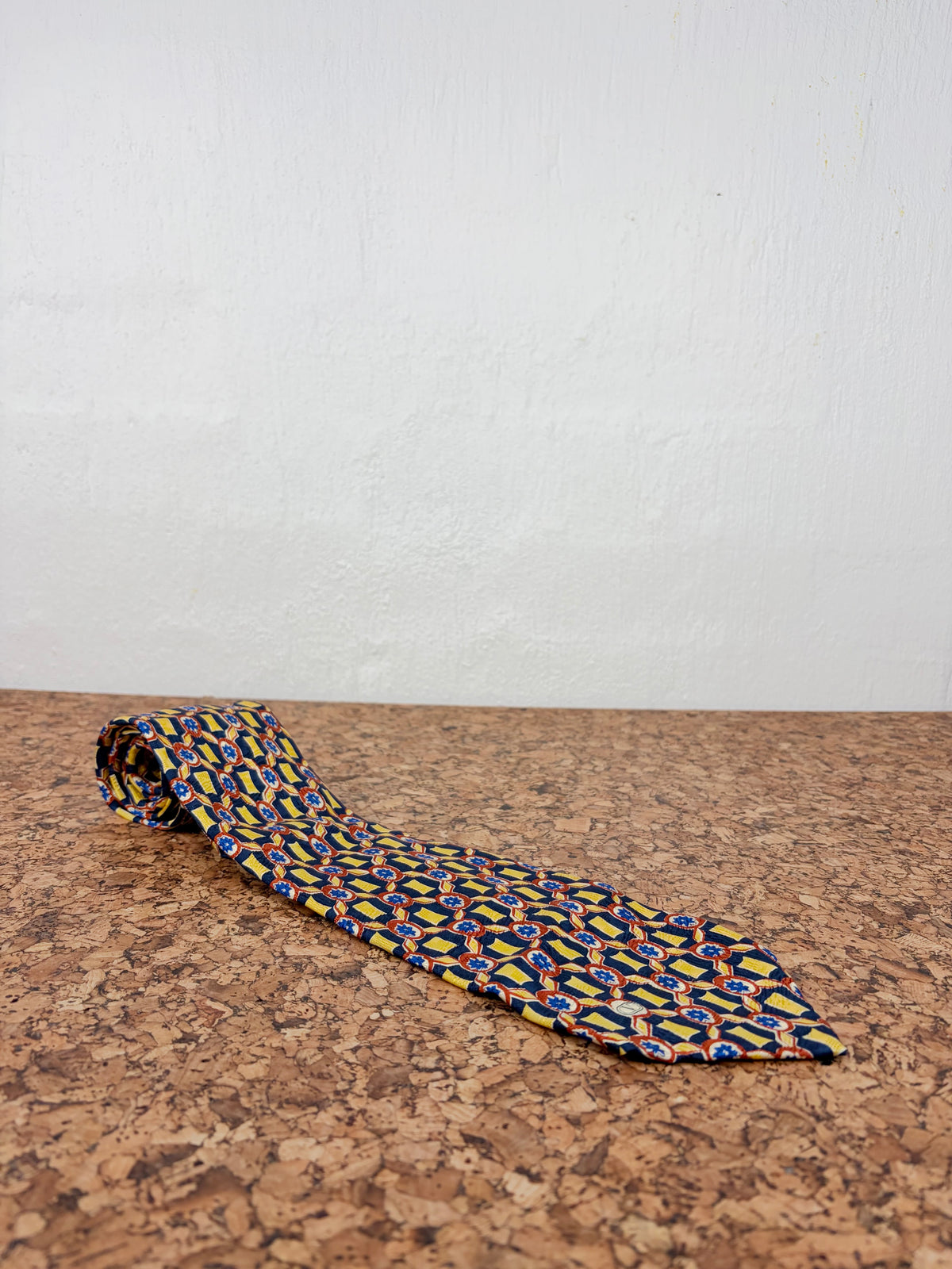 Valentino Cravatte  Navy Yellow & Orange Abstract Floral Silk Tie