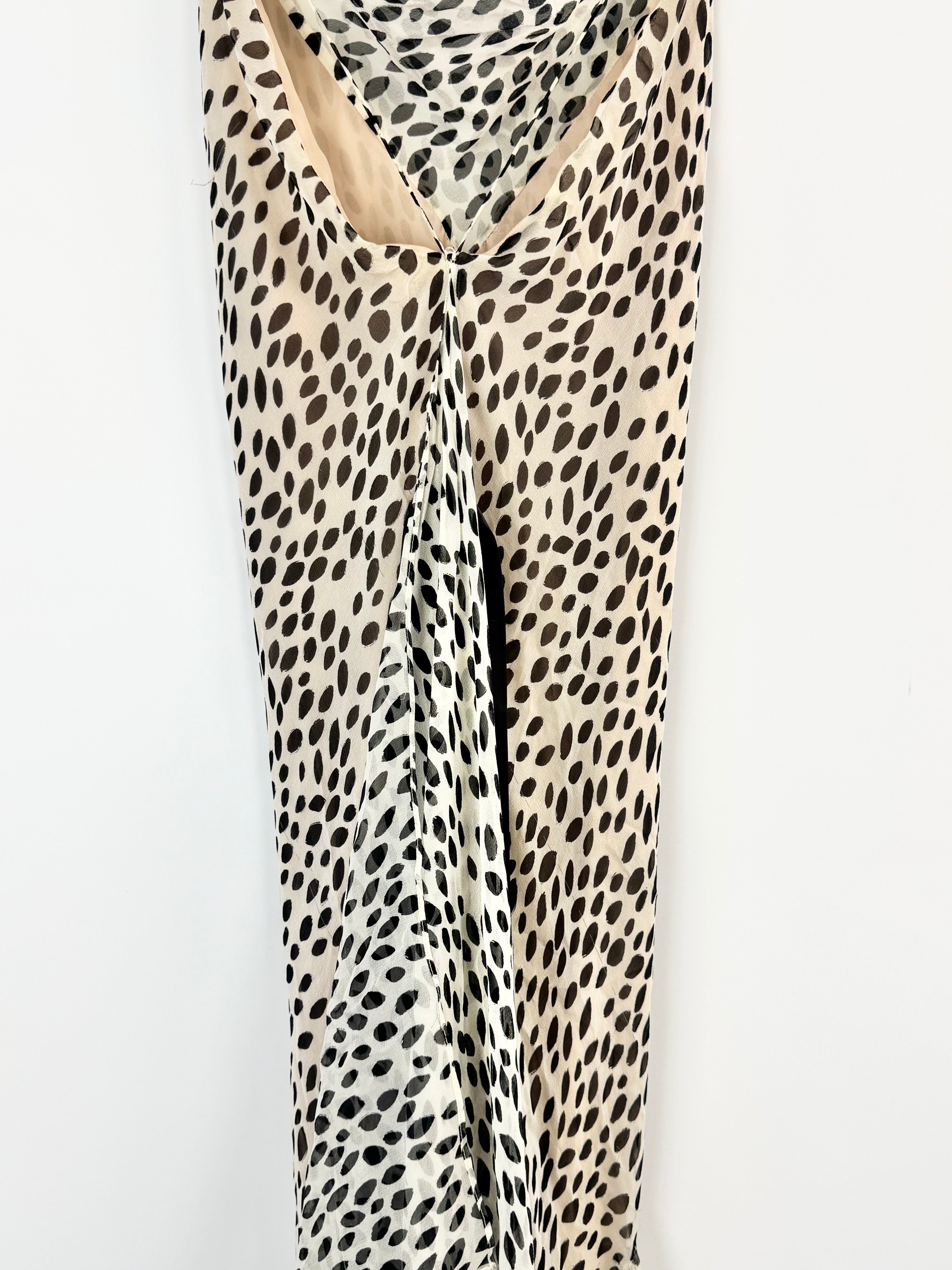 Carla Zampatti Black & White Bias Cut Silk Gown - AU10