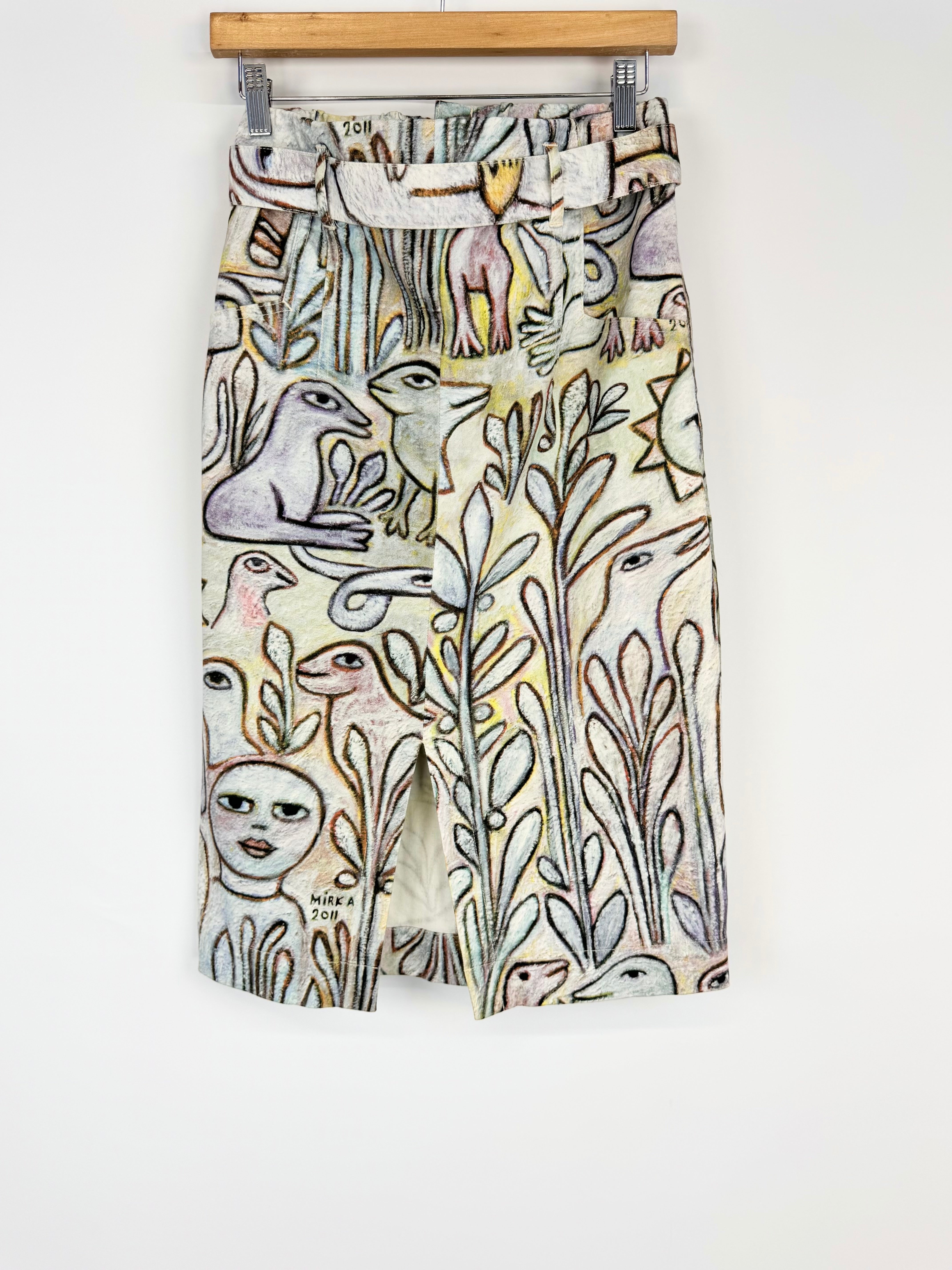 Skirt with animal and nature pattern on a white background