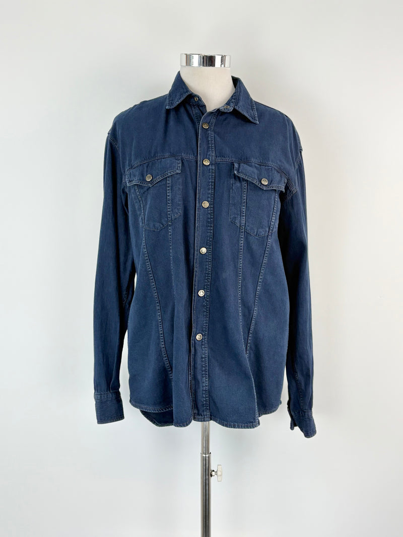 Vintage 90s Moschino Jeans Indigo Denim Shirt - L