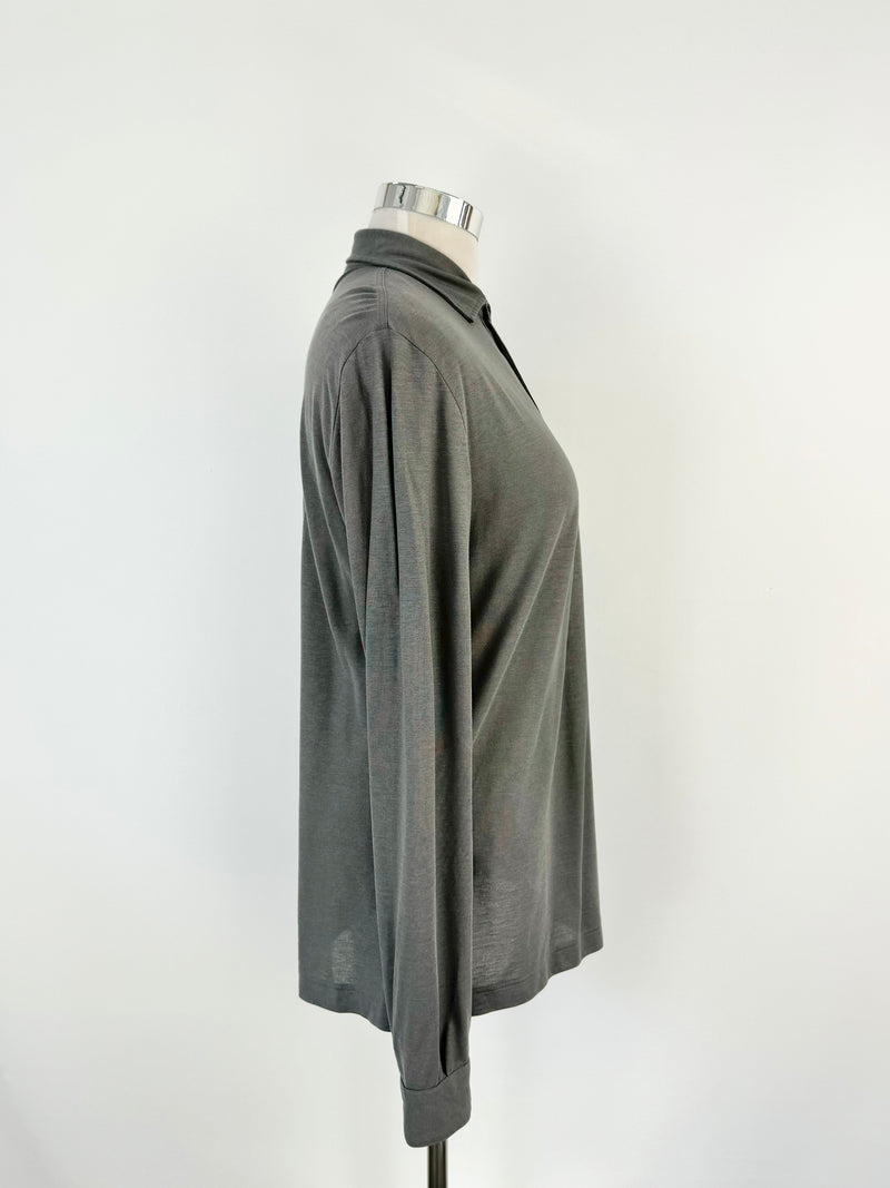 Zanone Stone Grey Polo Top - M