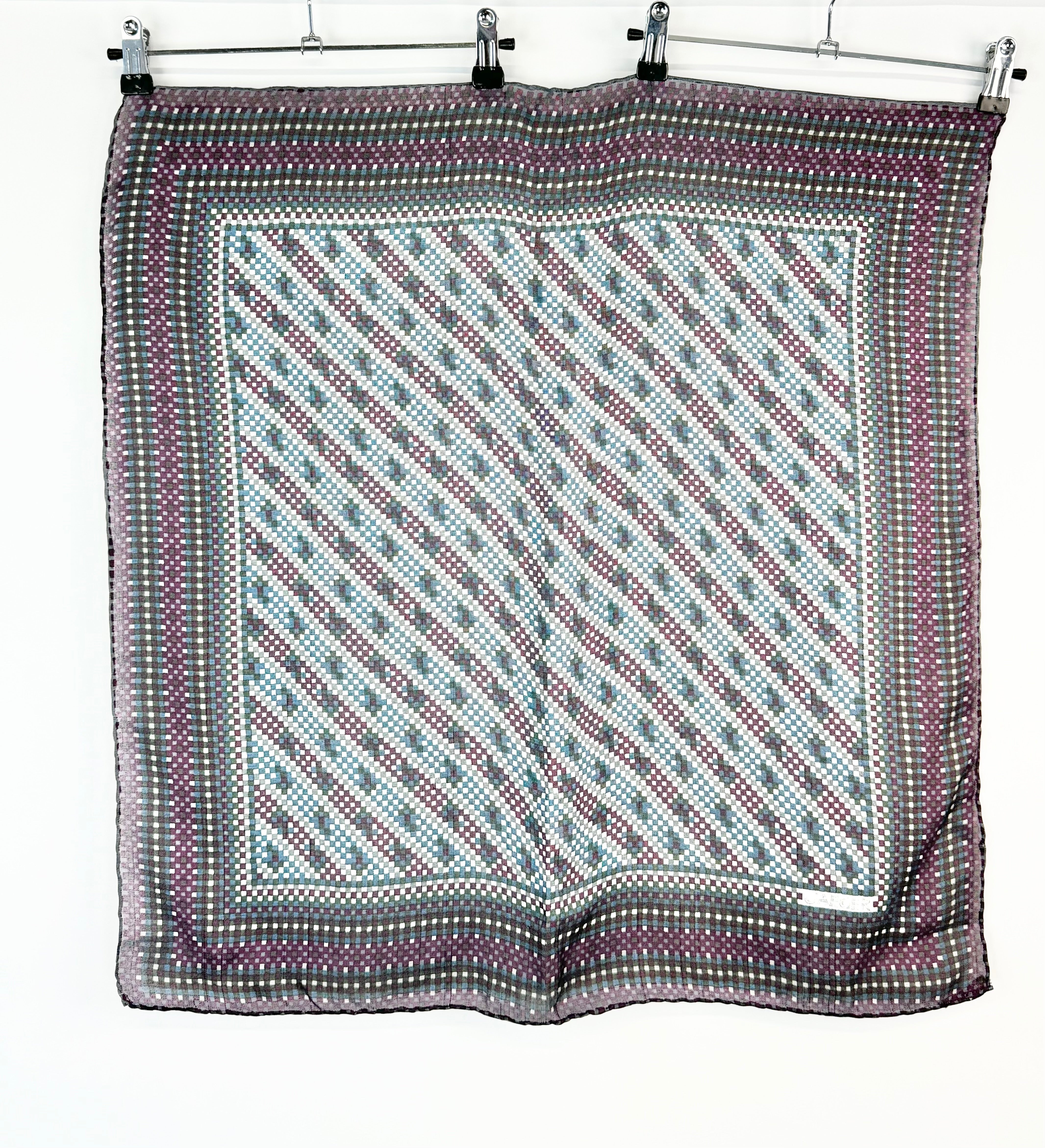 Vintage Jaeger Purple, Blue & Grey Woven Silk Scarf