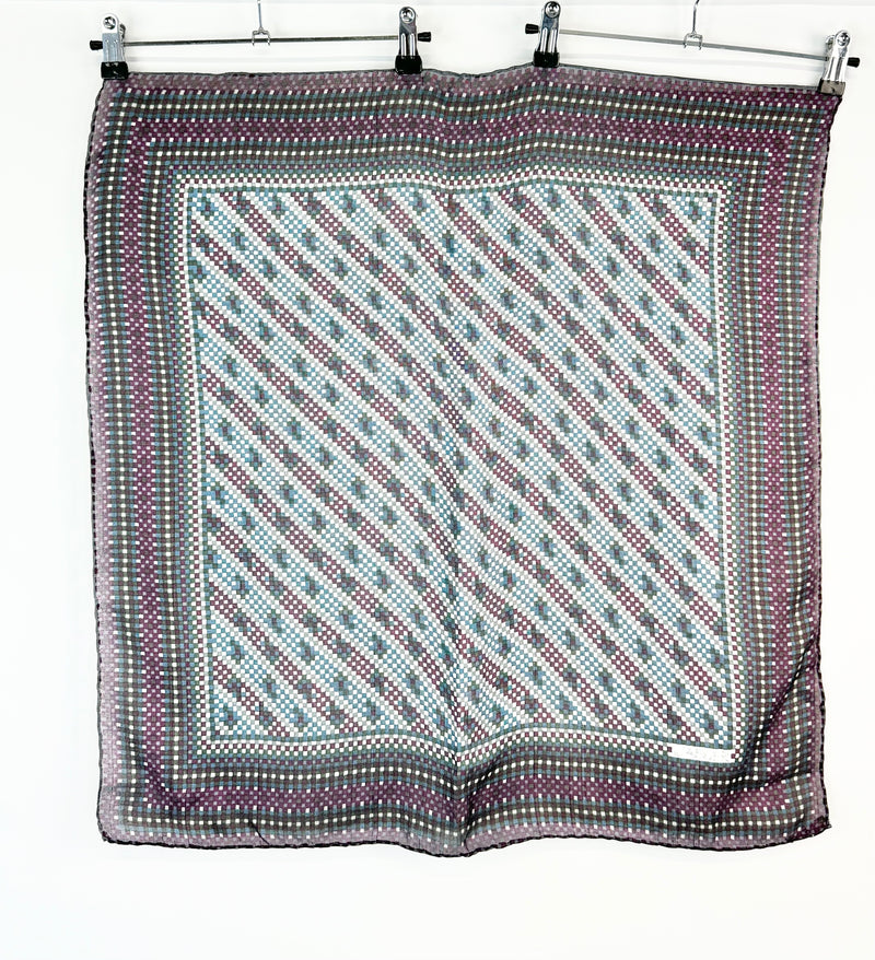 Vintage Jaeger Purple, Blue & Grey Woven Silk Scarf