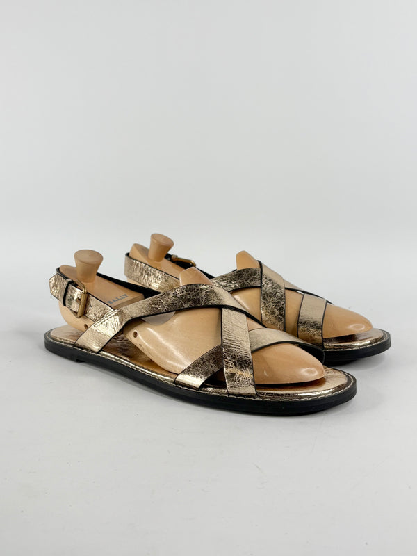Commonry Gold Leather 'Deva' Sandals - EU42