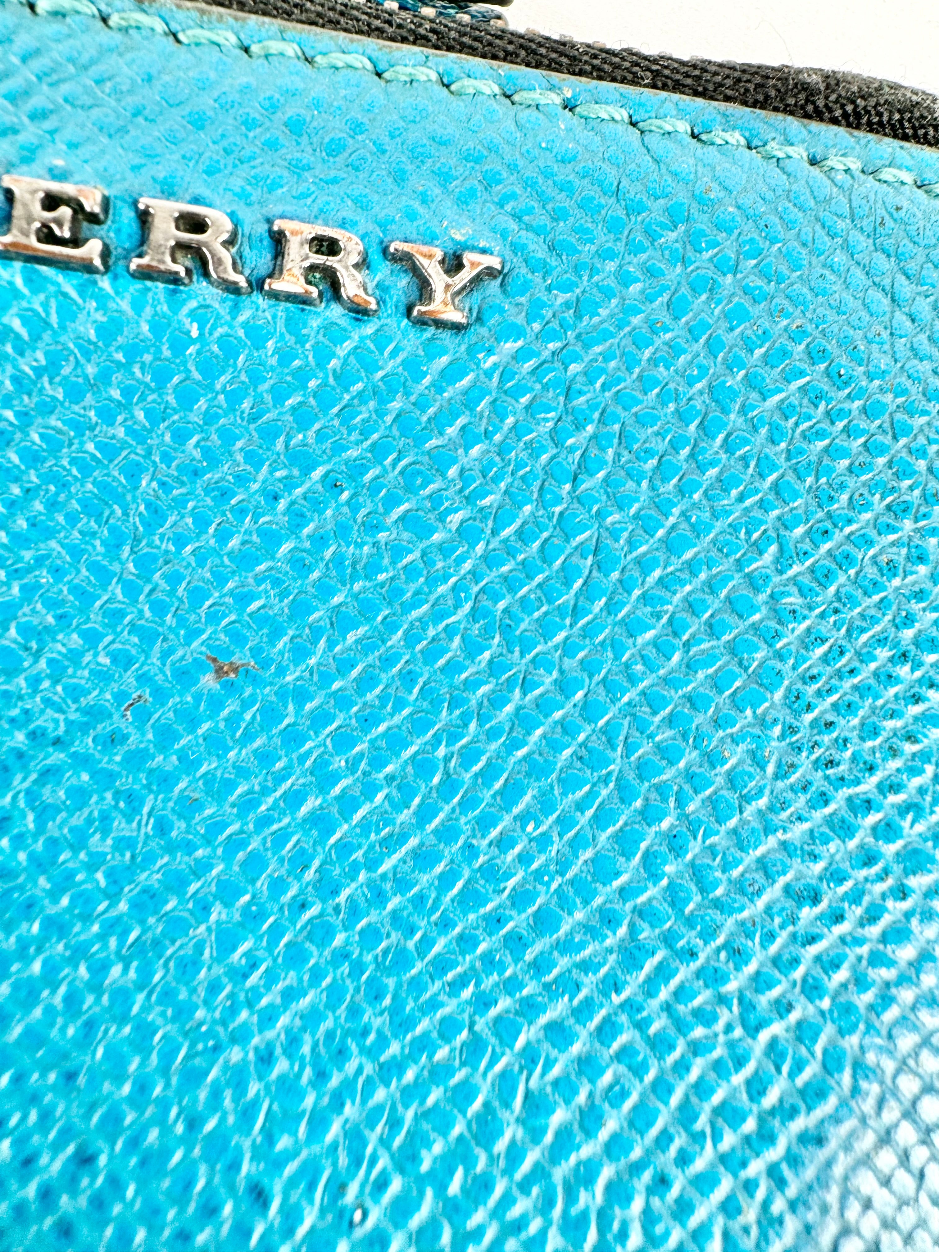 Burberry Teal Zippered Pouch