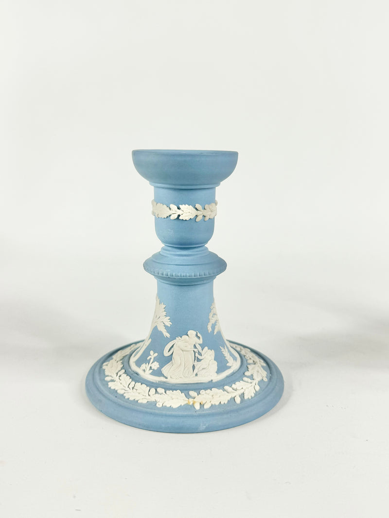 Wedgwood Blue Jasperware Candlesticks