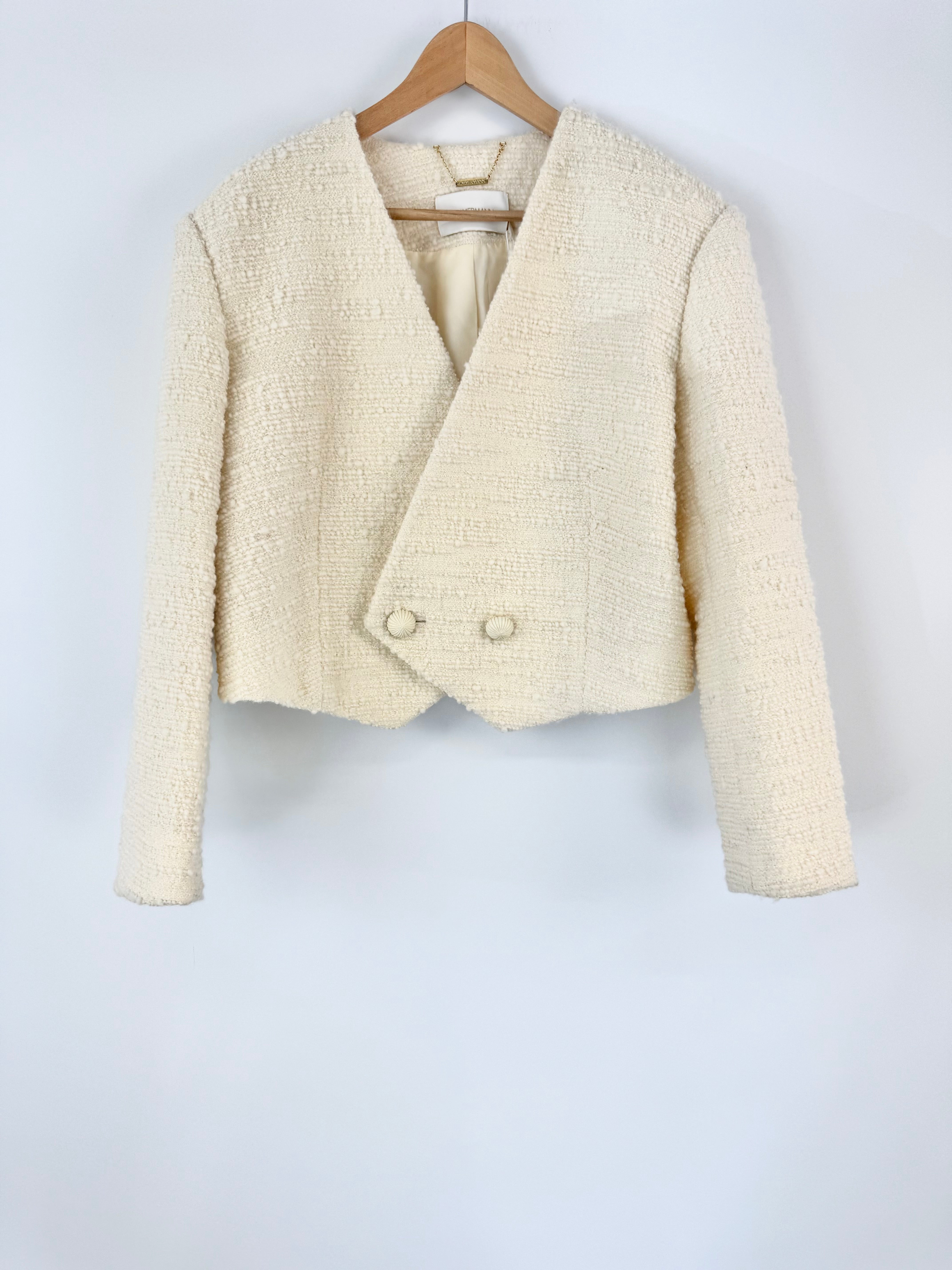 Zimmermann 'Luminosity' Cream Cropped Blazer - AU8