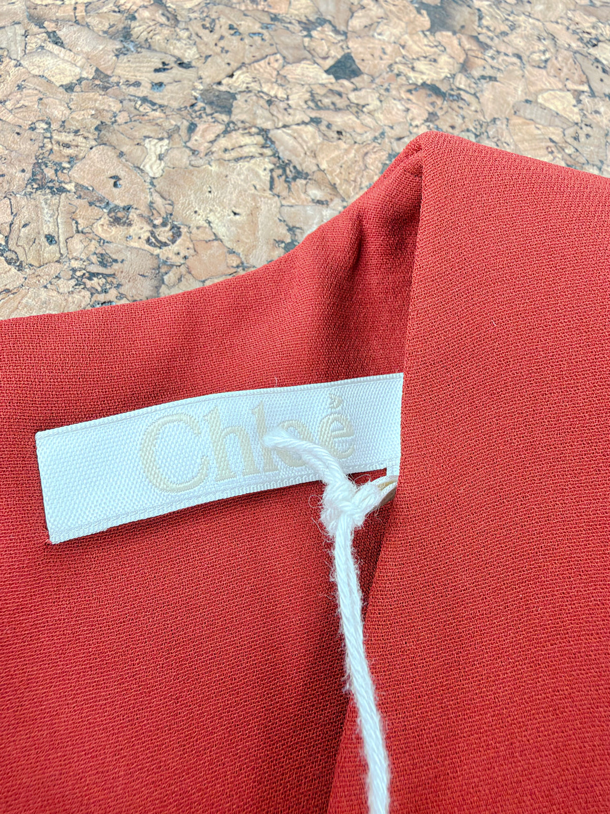 Chloé Sepia Orange Romantic Belted Crepe Dress NWT - AU10
