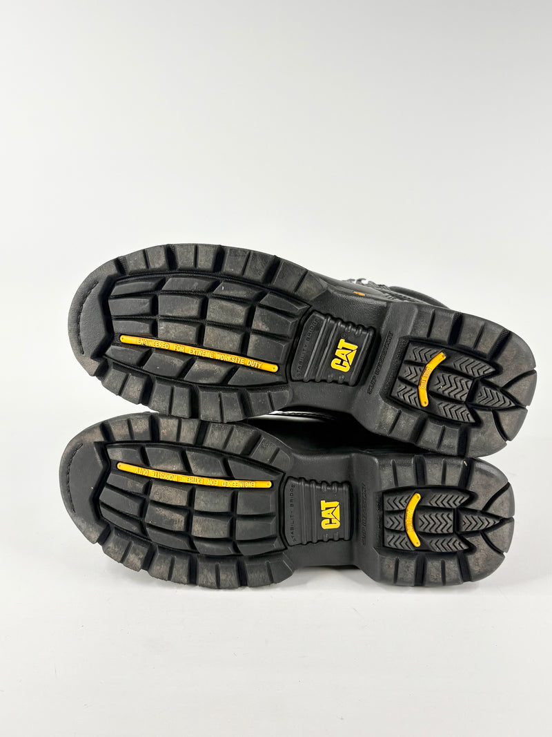 Caterpillar Black Leather 'Brakeman' Steel-Capped 6" Work Boots - EU41