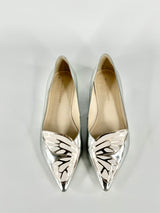 Sophia Webster Silver Butterfly Motif Pointed Toe Flats - EU37