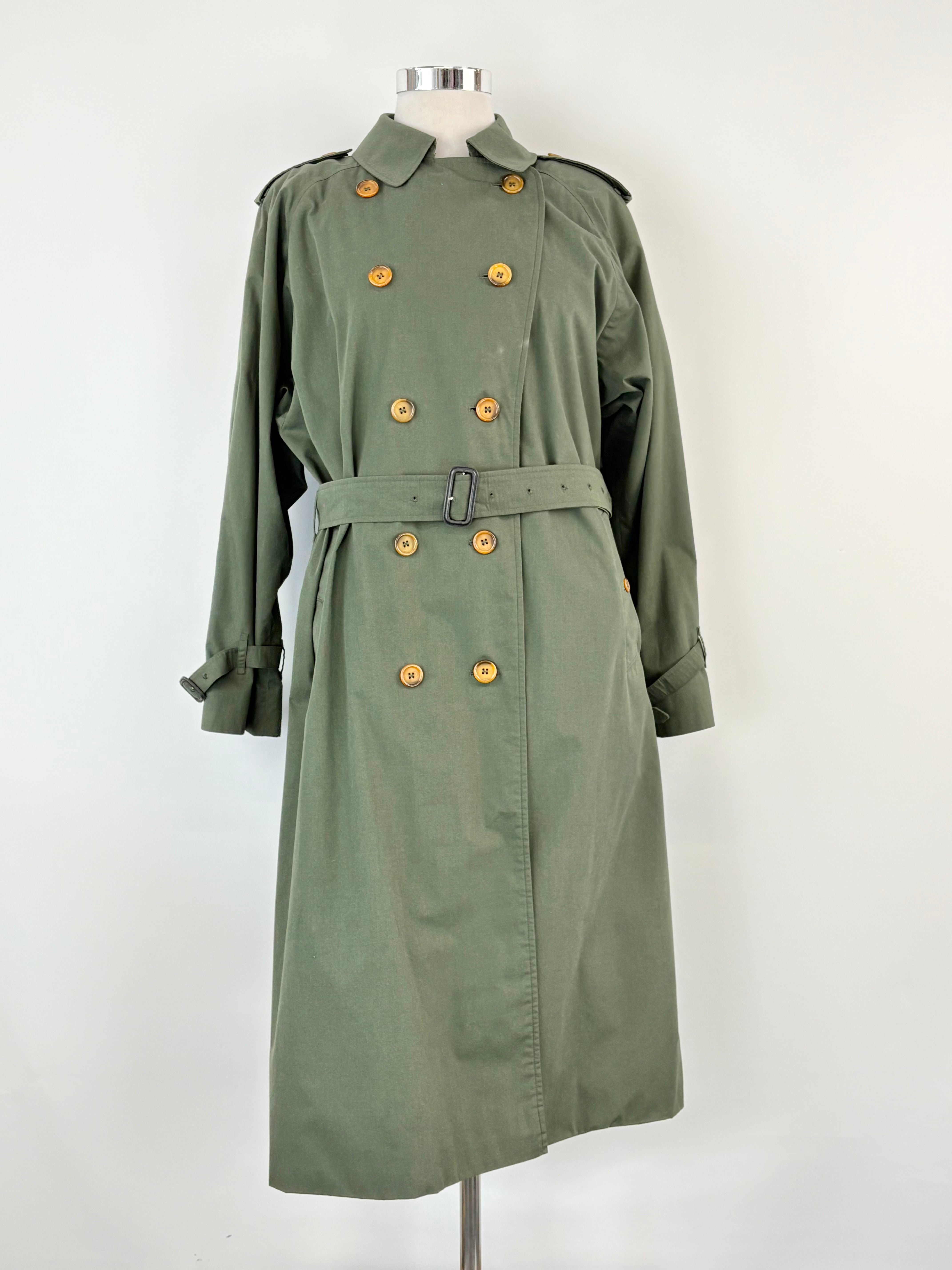 Burberrys of London Vintage 90s Hunter Green Trench Coat  - AU18