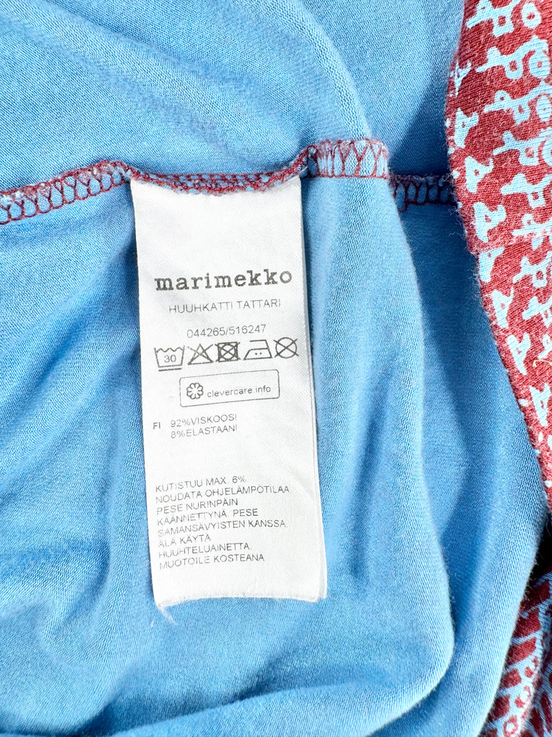 Marimekko 'Hauuhkatti Tattari Blue & Red Tunic Dress - AU10