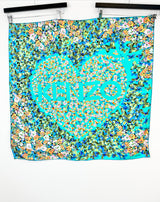 Kenzo Turquoise Floral Silk Scarf