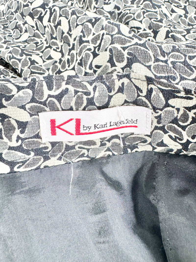 Vintage Karl Lagerfeld Floral Polyester Pleated Skirt - AU10