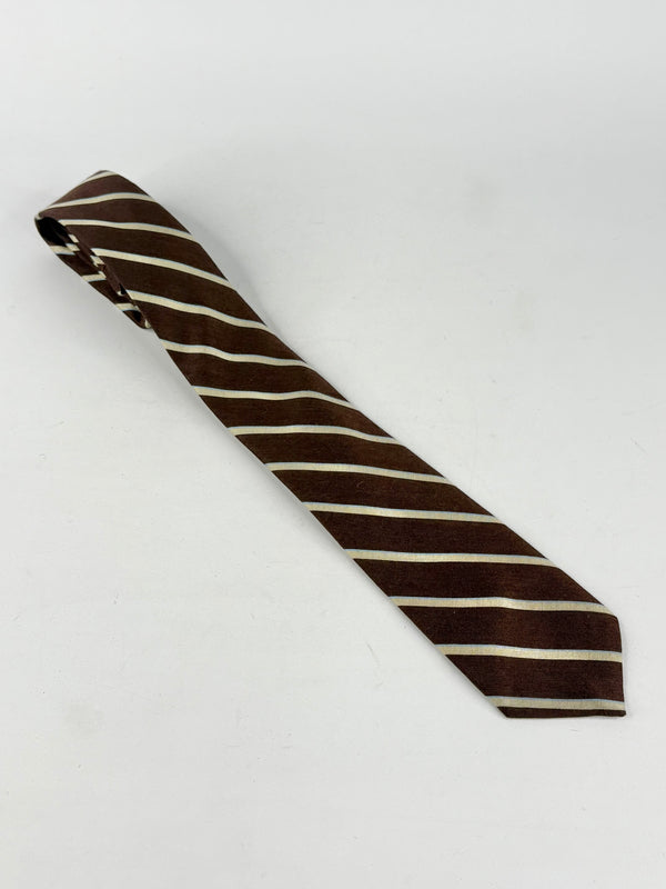 Vintage Givenchy Gentleman Chocolate Brown Striped Tie