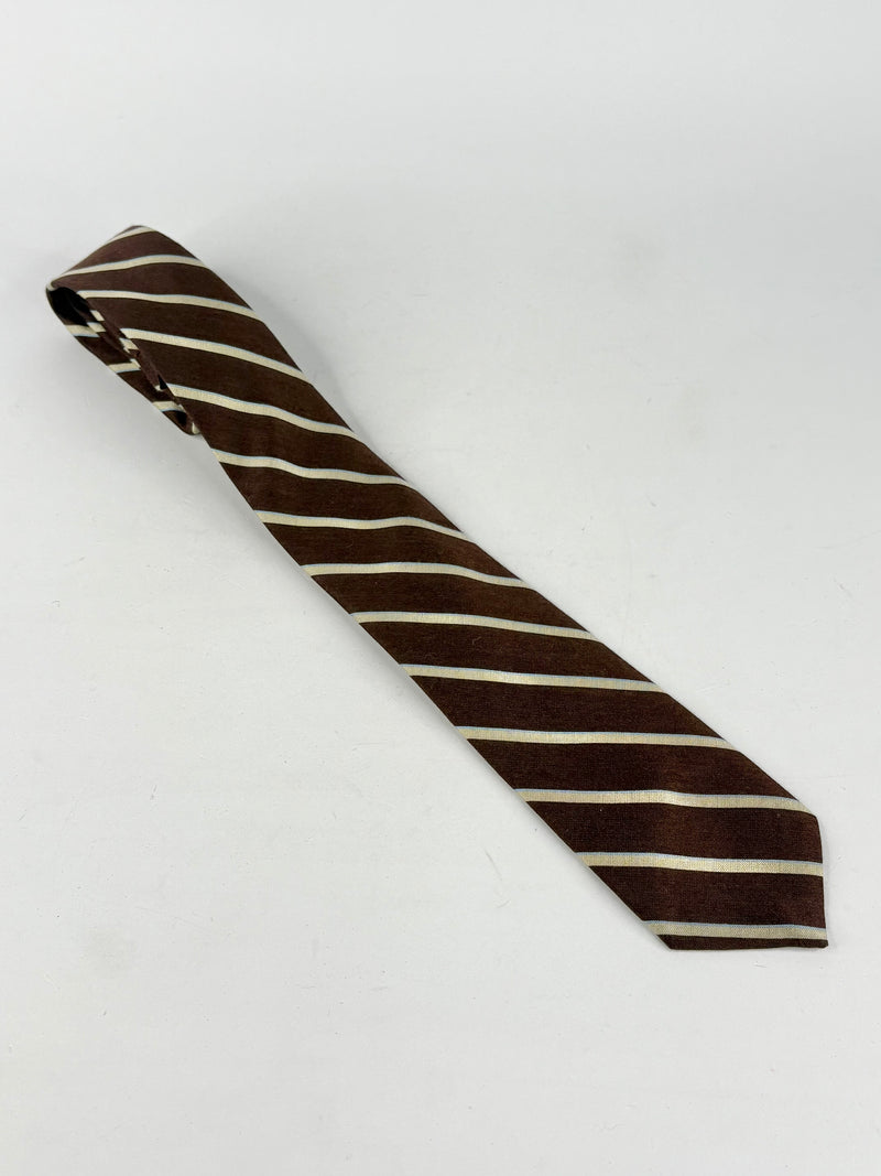 Vintage Givenchy Gentleman Chocolate Brown Striped Tie