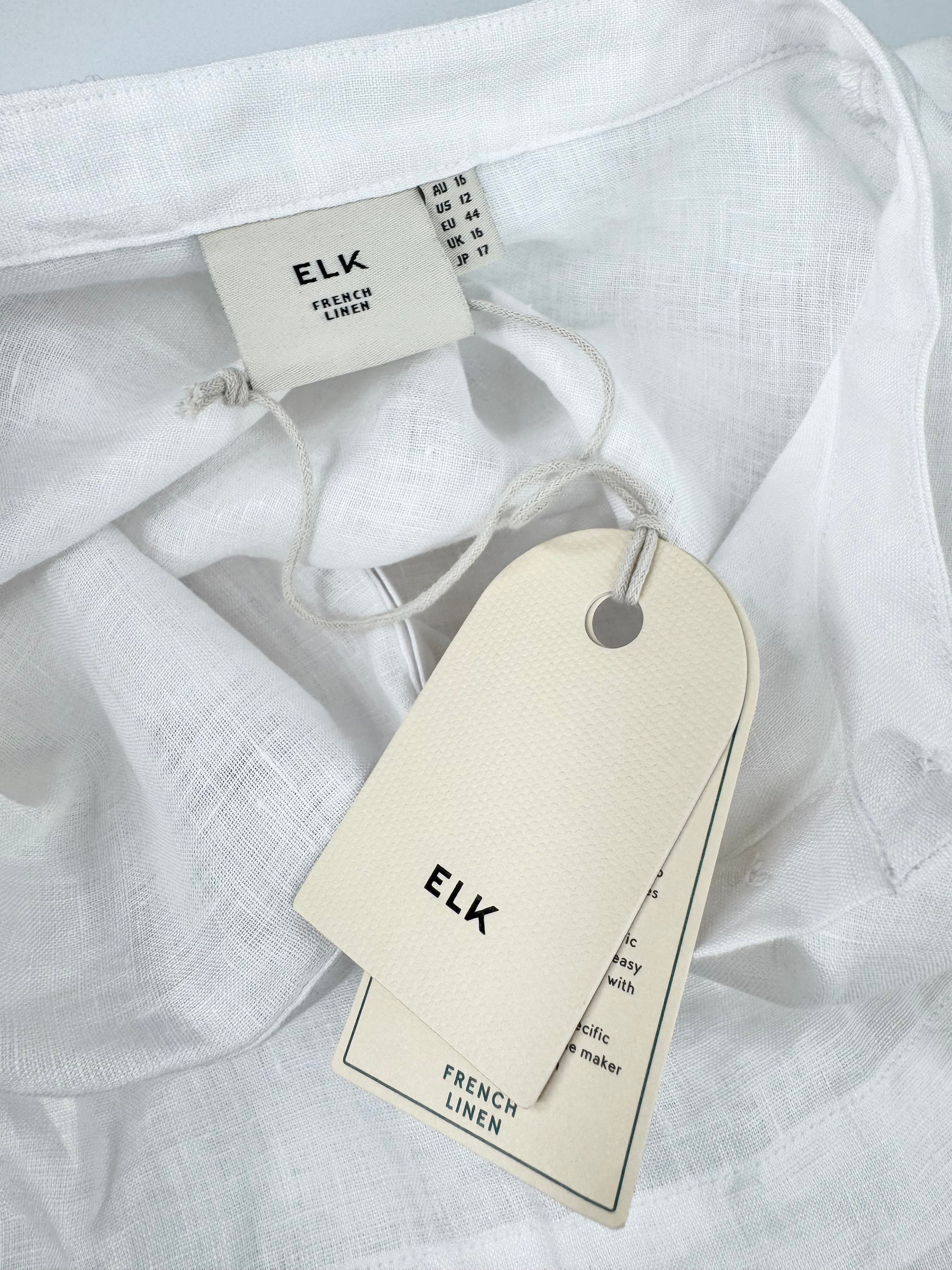 Elk White French Linen 'Mies' Shirt NWT - AU16