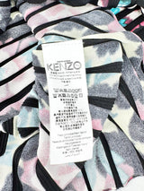 Kenzo Black Floral Pleated Fabric Column Dress - AU10/12