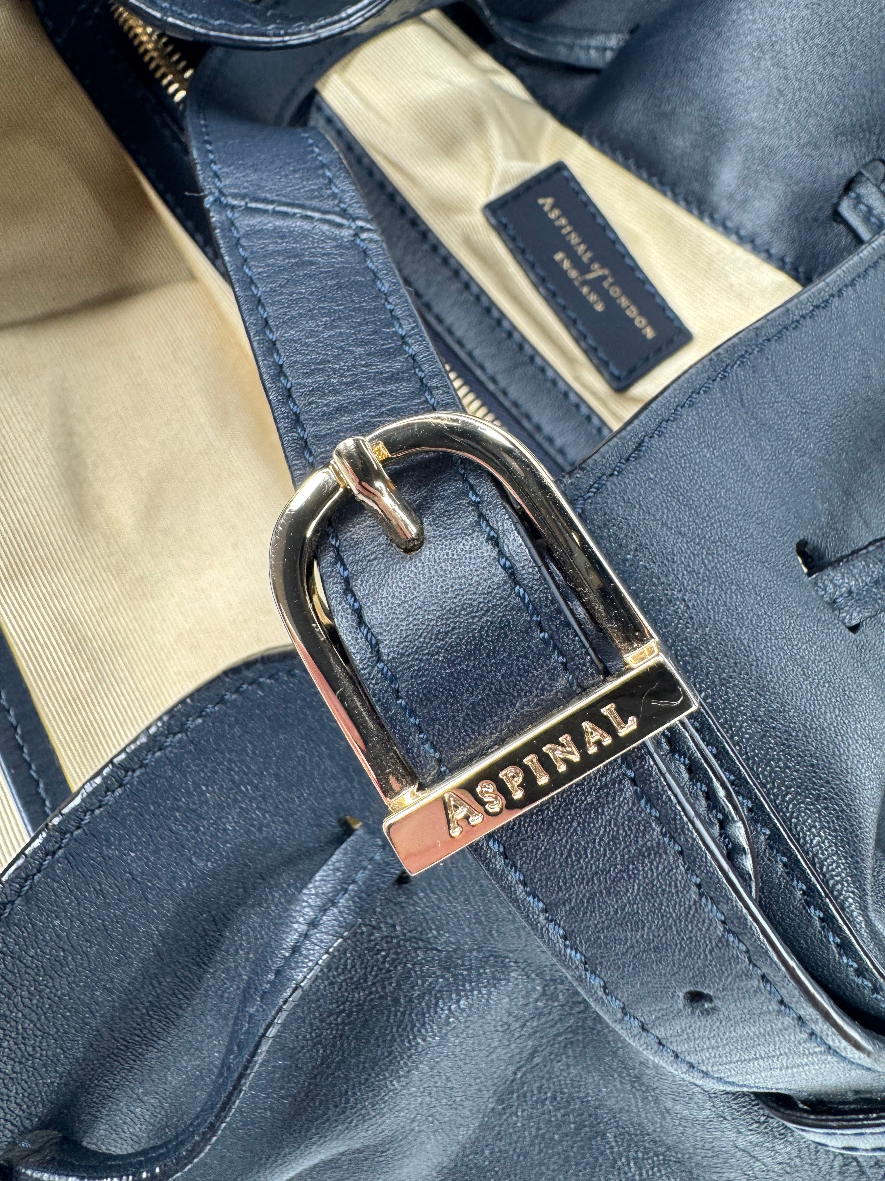 Aspinal of London Navy Blue Drawstring Handbag