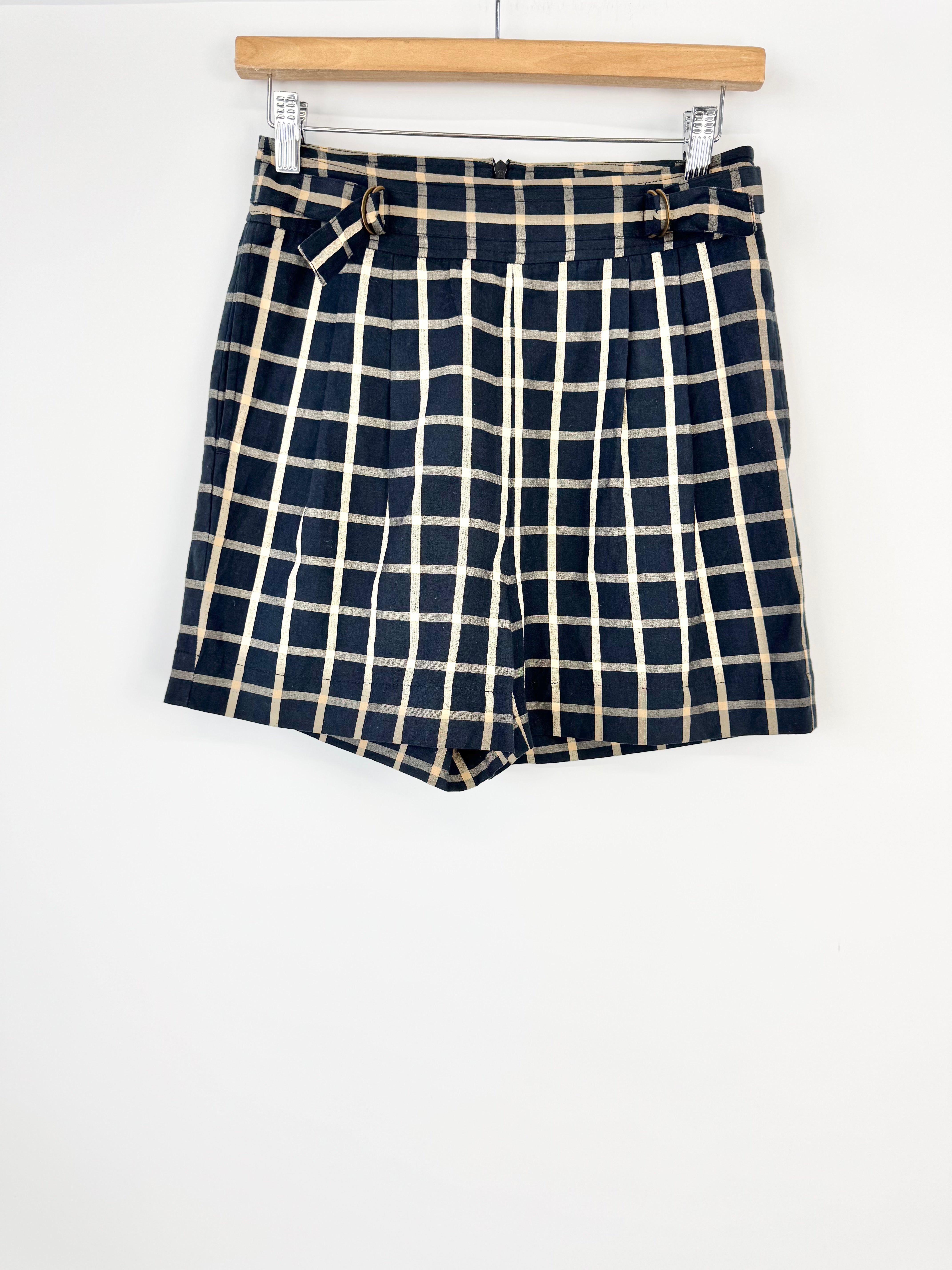 Sylvester Cream & Midnight Grid Pattern Shorts - AU6