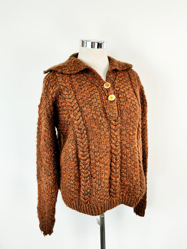 Vintage Autumn Orange Knitted Jumper - AU14