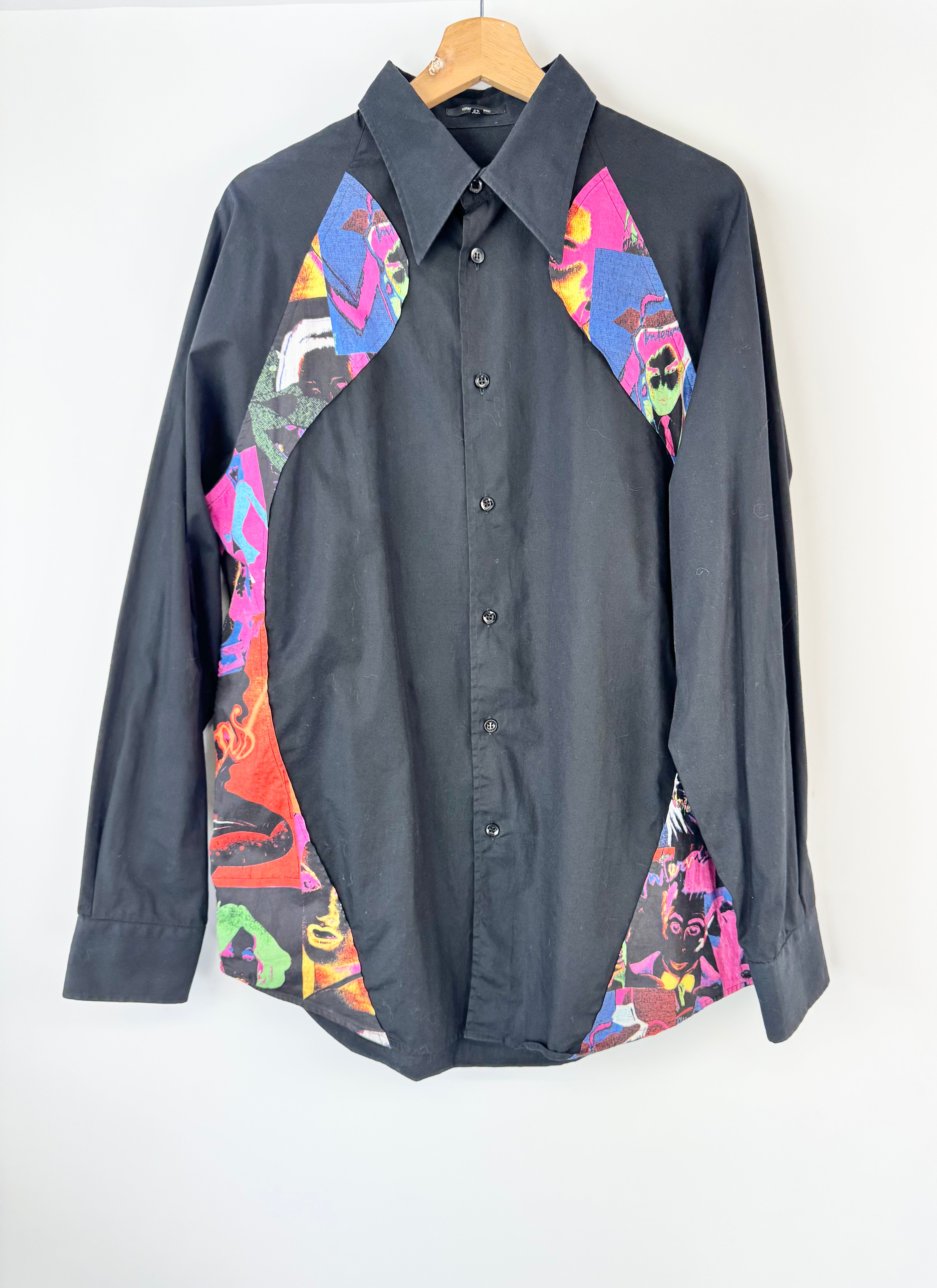 Vintage 90s Versace Classic Black & Mulicolour Shirt - 16.5/42