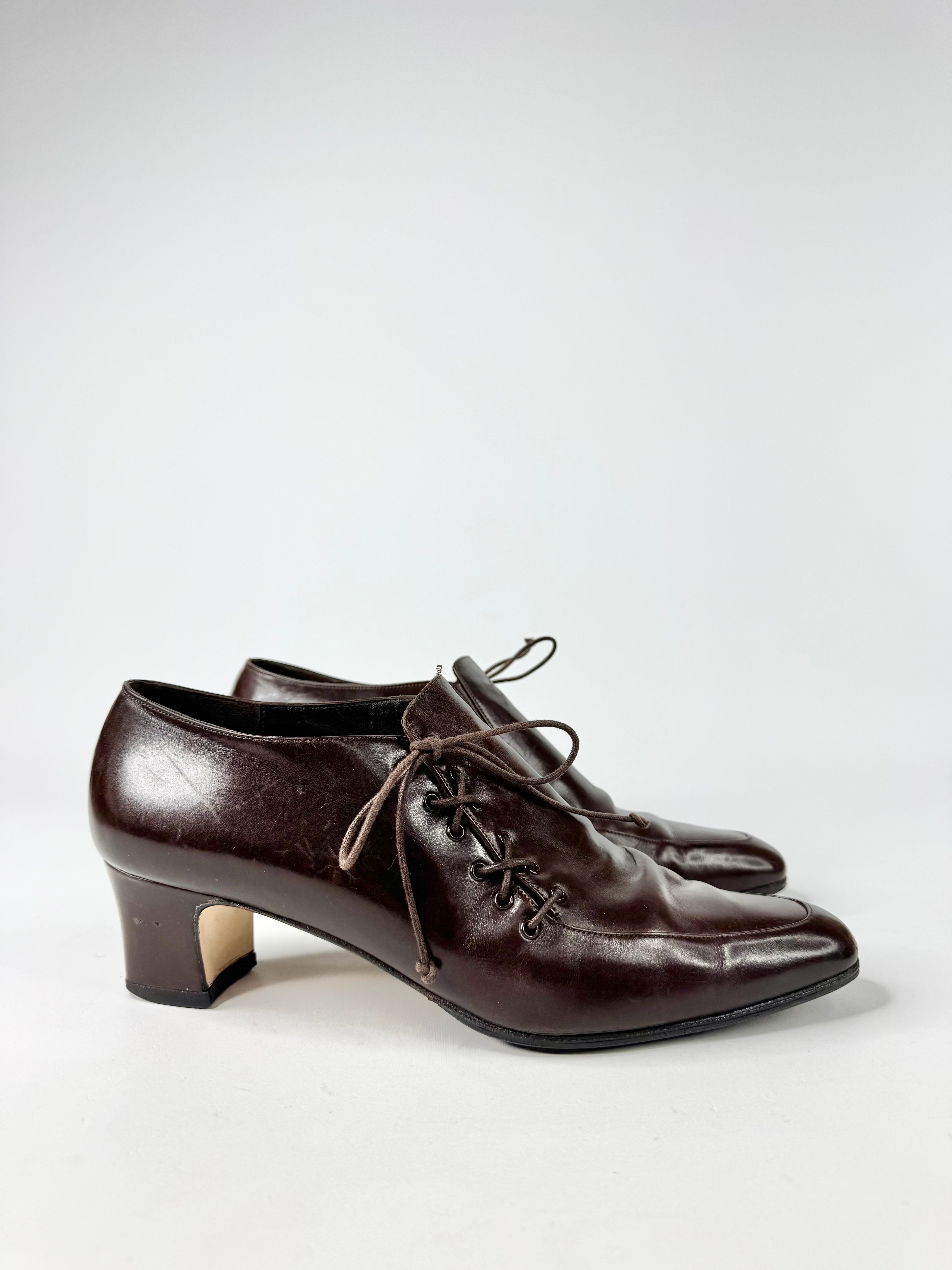 Guido Longinotti Burnt Umber Lace Up Pumps - EU40