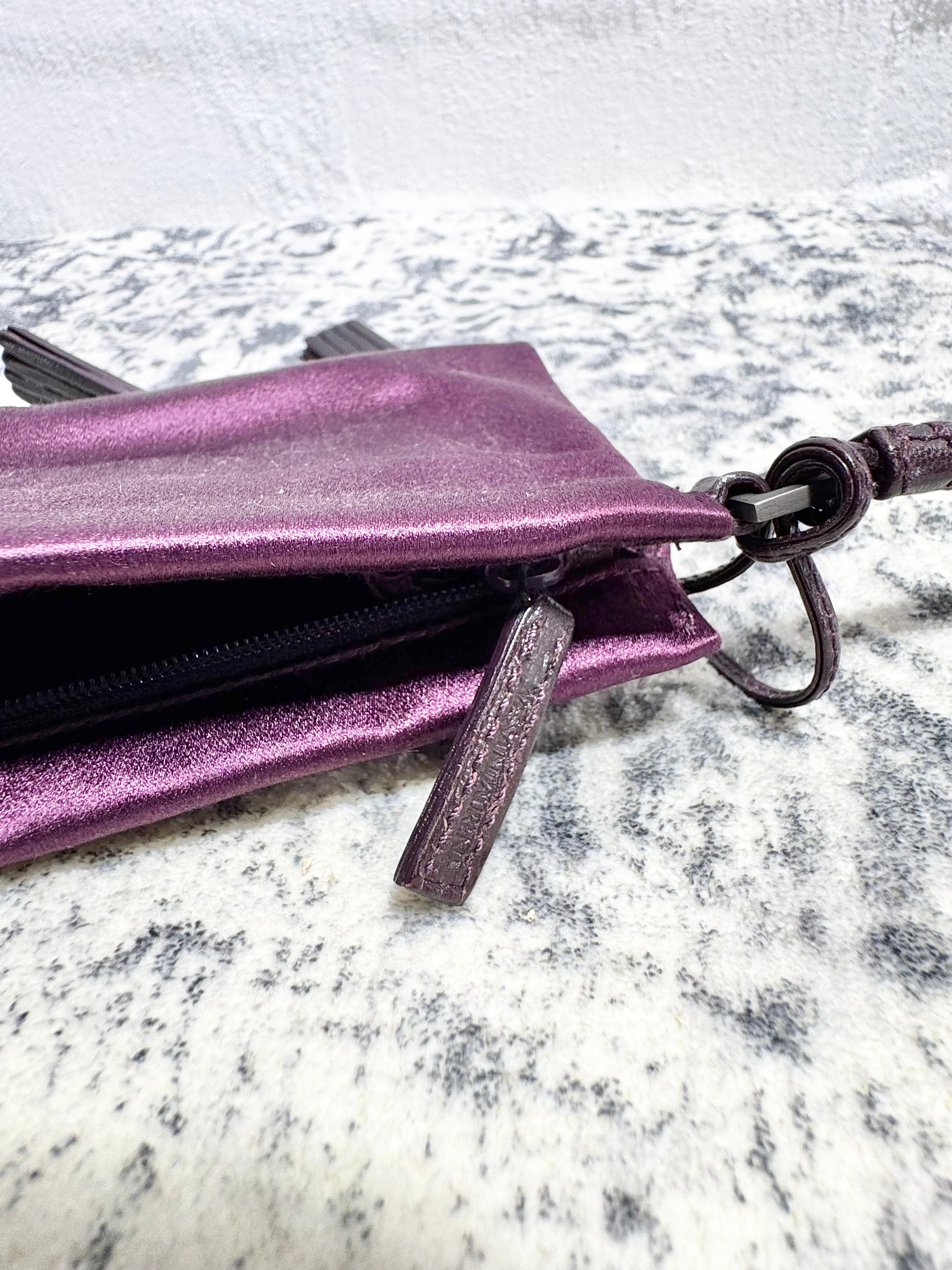 Yves Saint Laurent Rive Gauche Rich Plum Satin Clutch