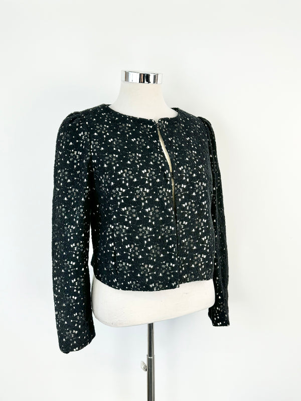 Vintage Milly of New York Black & White Lace Crop Jacket - AU12/14