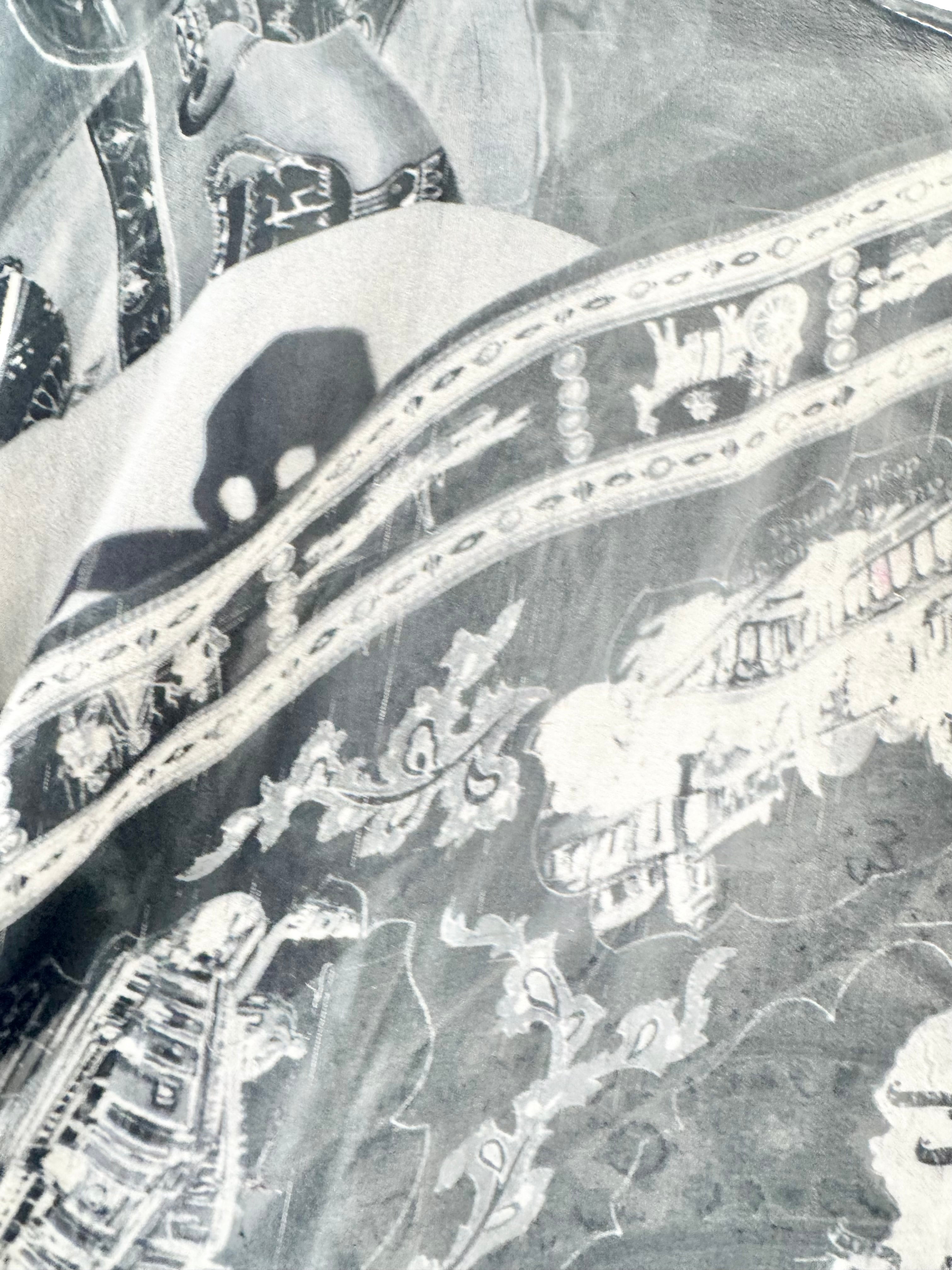 Nom*d Greyscale Graphic Pattern Silk Scarf Dress - AU10/12