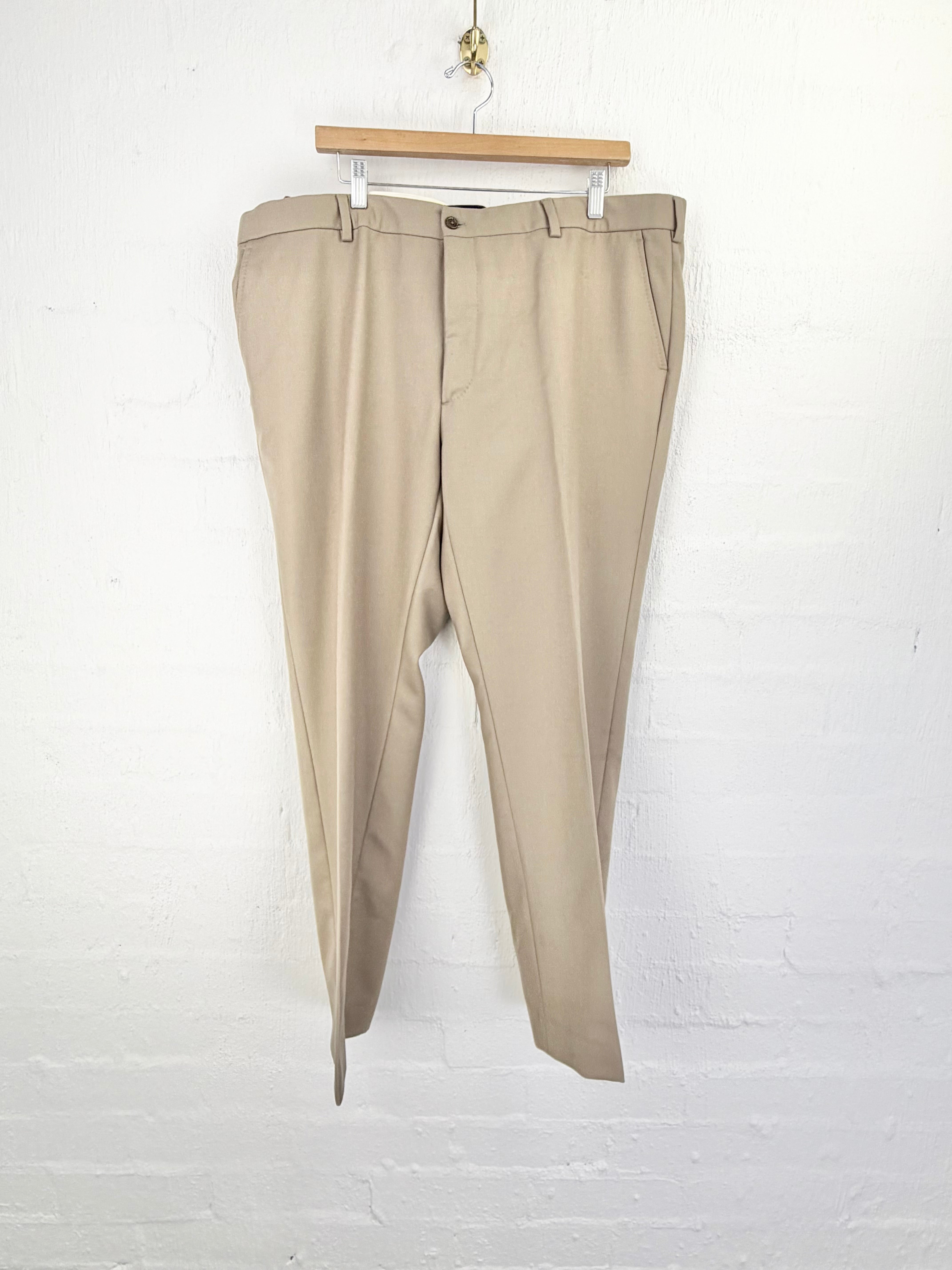 Ralph Lauren Taupe Wool & Black Suspender Slacks - 40
