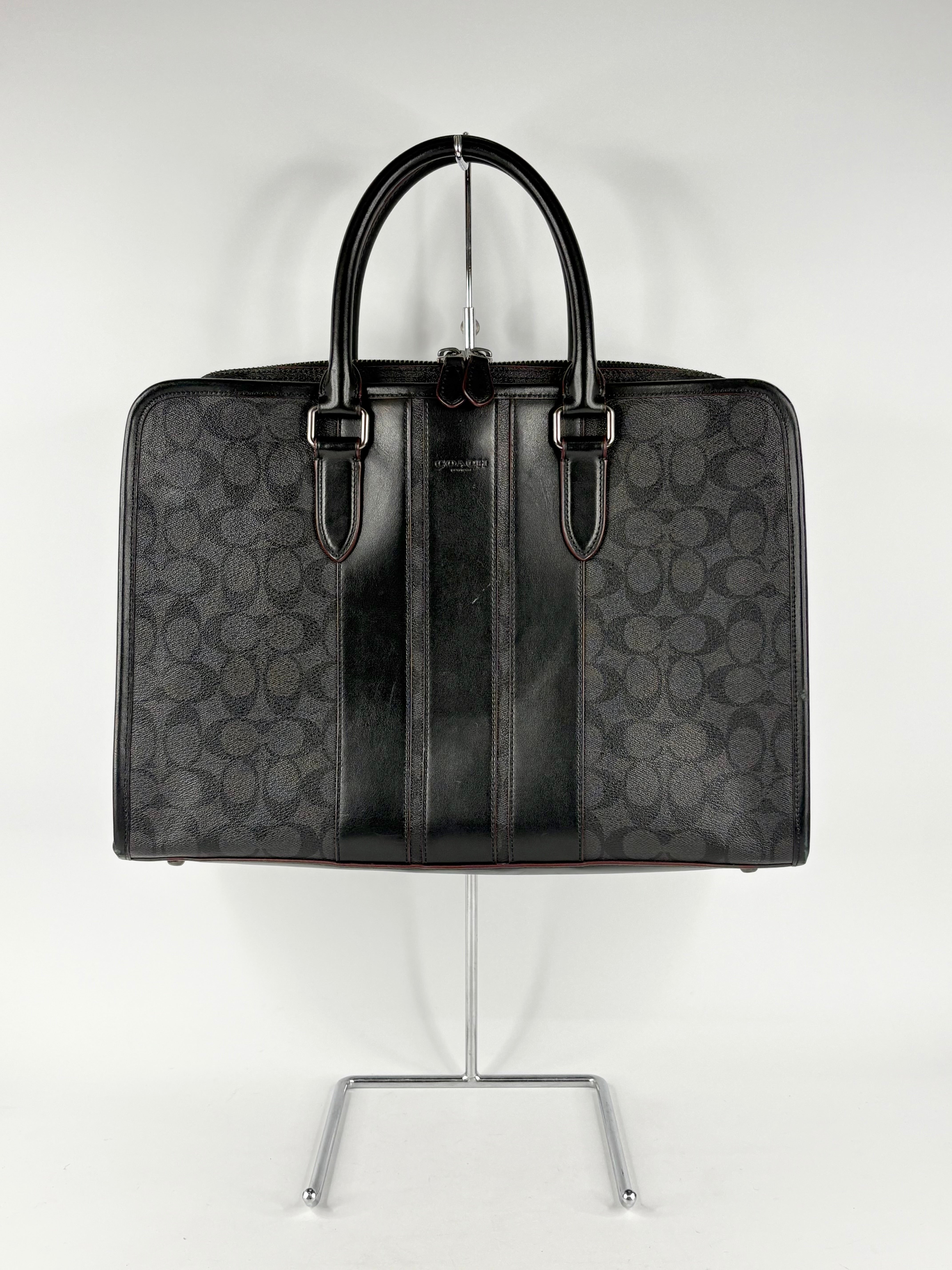 Coach Black Leather Monogrammed Briefcase