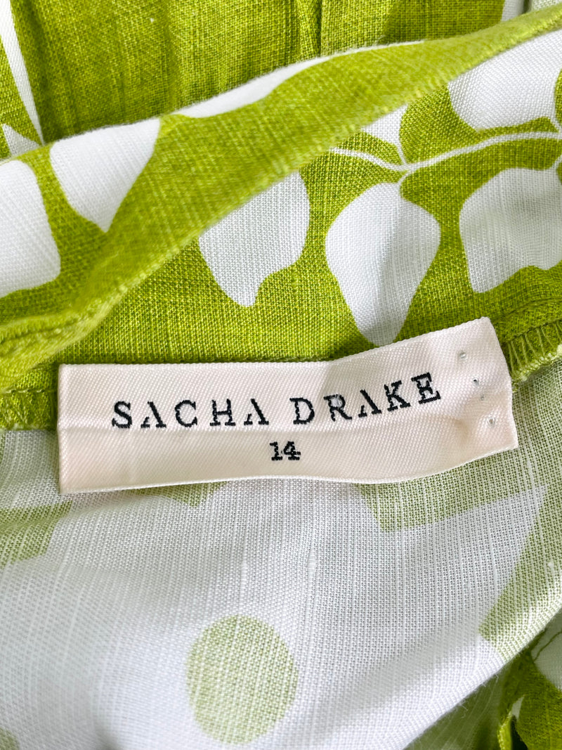 Sacha Drake Chartreuse 'Kahala' Linen-Blend Maxi Dress - AU14