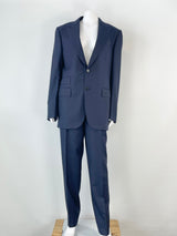 Ermenegildo Zegna Trofeo 600 Navy Blue & Black Stripe Wool-Blend 2pc Suit - 50R