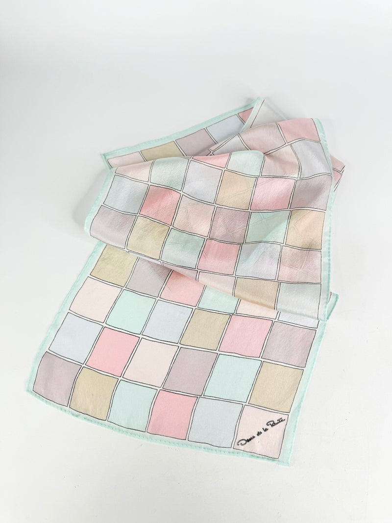 Oscar de la Renta Pastel Pink & Purple Long Silk Scarf