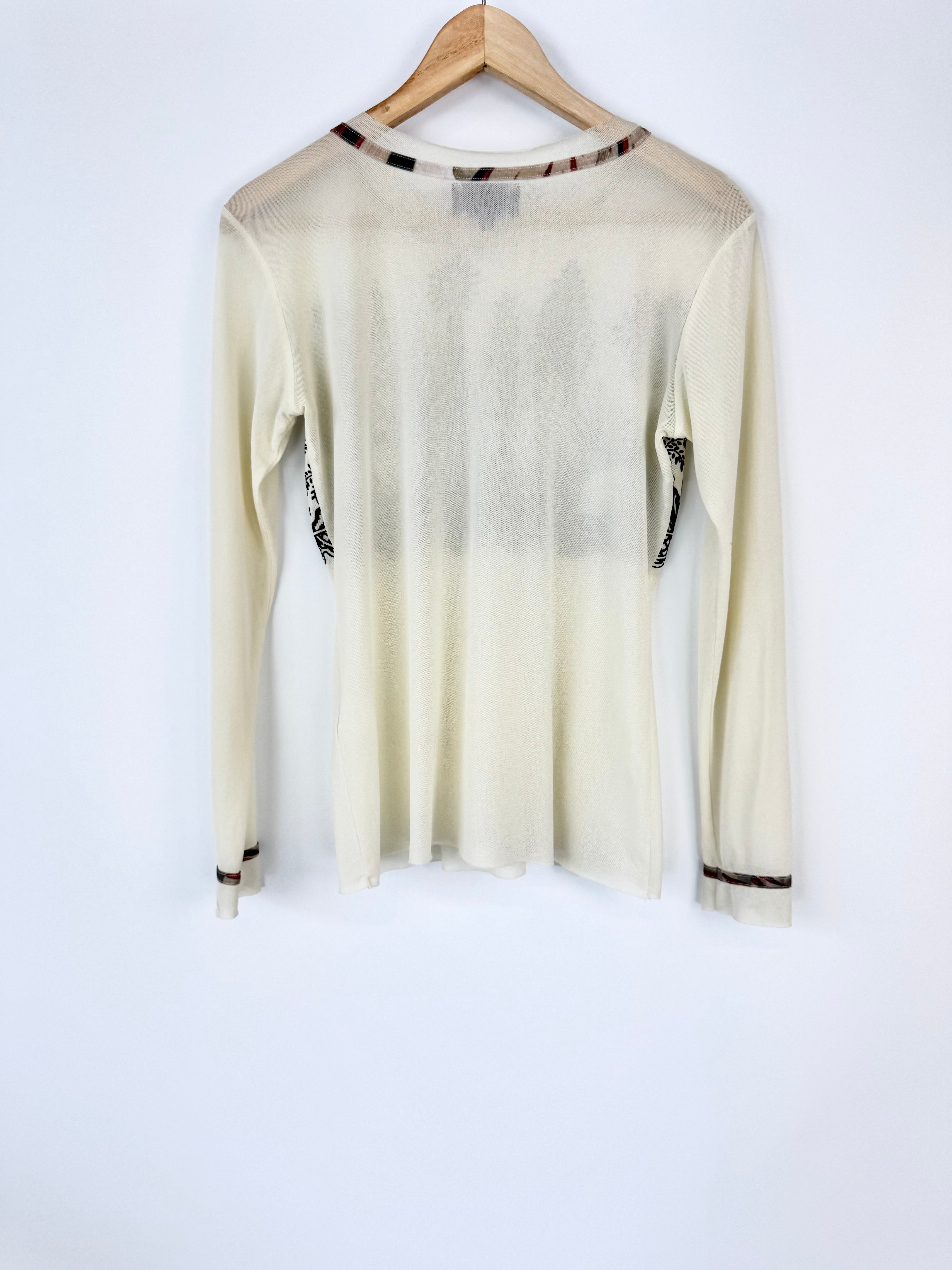 Tiffany Treloar Sheer Nylon Illustrated Long Sleeve Top - AU10