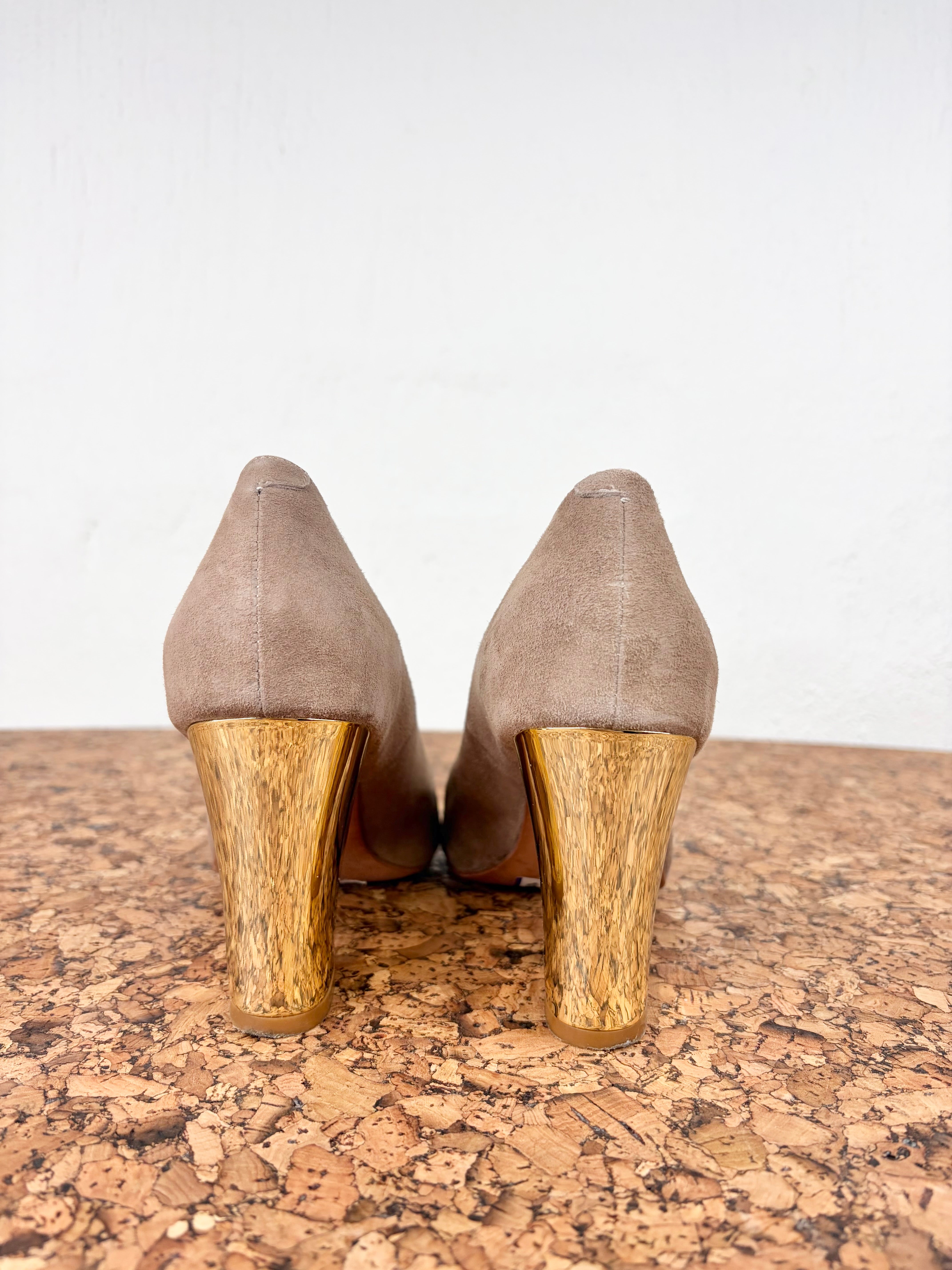 Zomp Nude Suede and Gold Heel - EU36