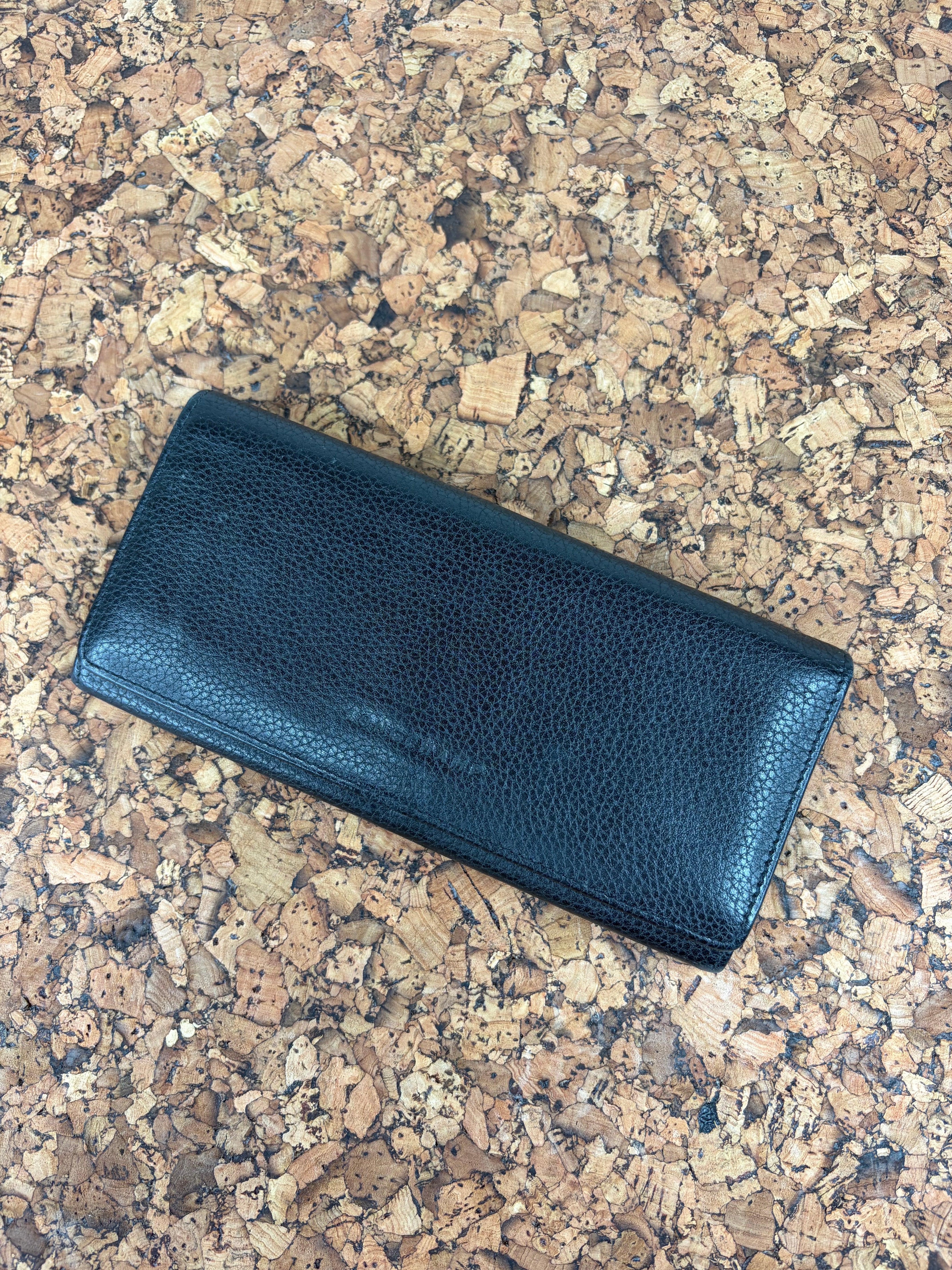 Longchamp Black Pebbled Leather Wallet