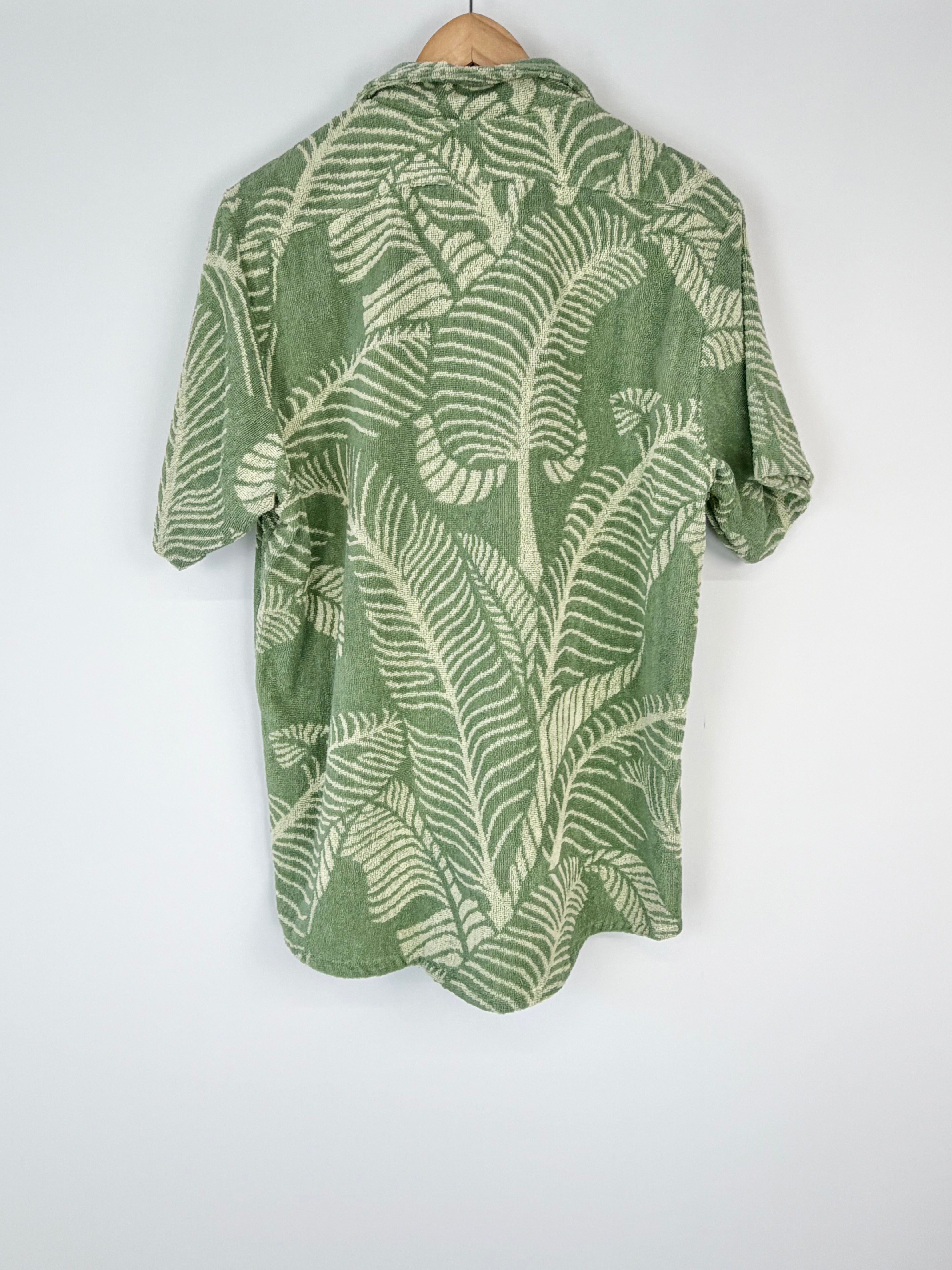OAS Green 'Banana Leaf' Green Terry Cloth Shirt NWT - L