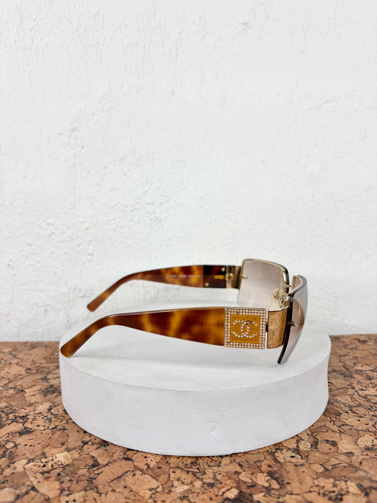 Chanel Frameless Tortoiseshell Resin & Swarovski Crystal 4095-B Sunglasses