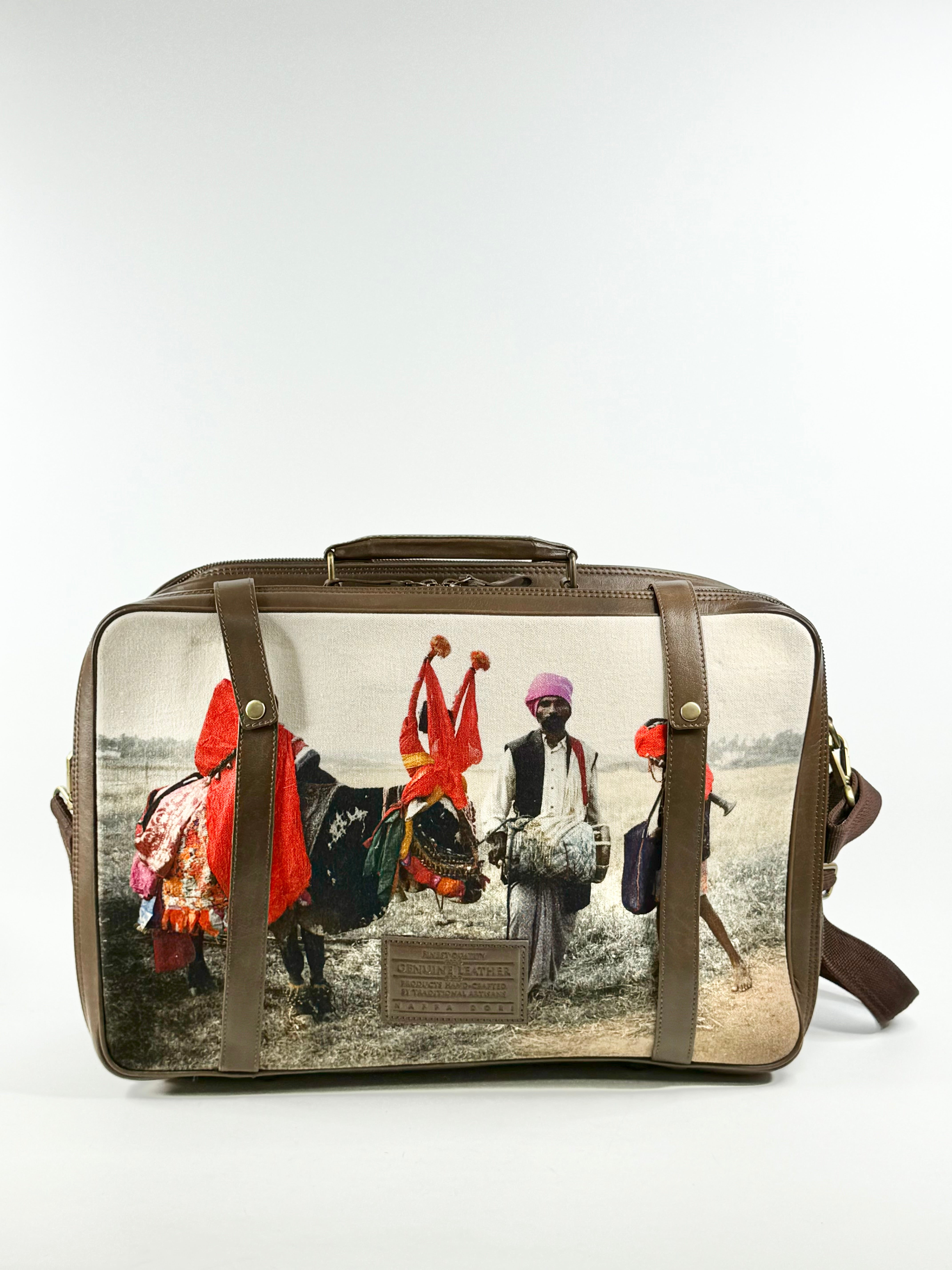 Nappa Dori Leather & Fabric Photograph Large Briefcase