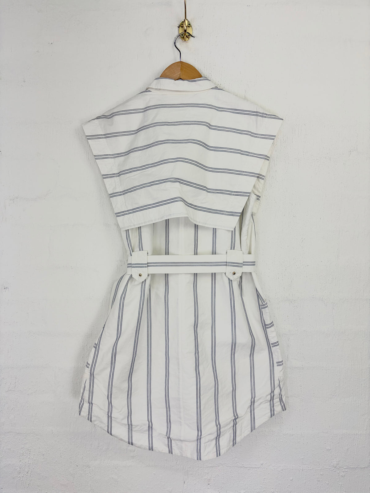 Acler White & Navy Retro Striped Cotton Dress - AU6