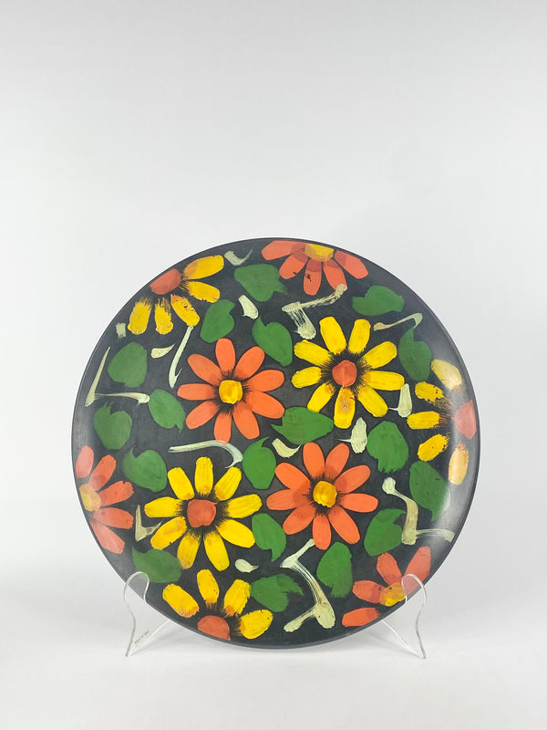 Vintage Lacquerware Round Dish & Coaster Set
