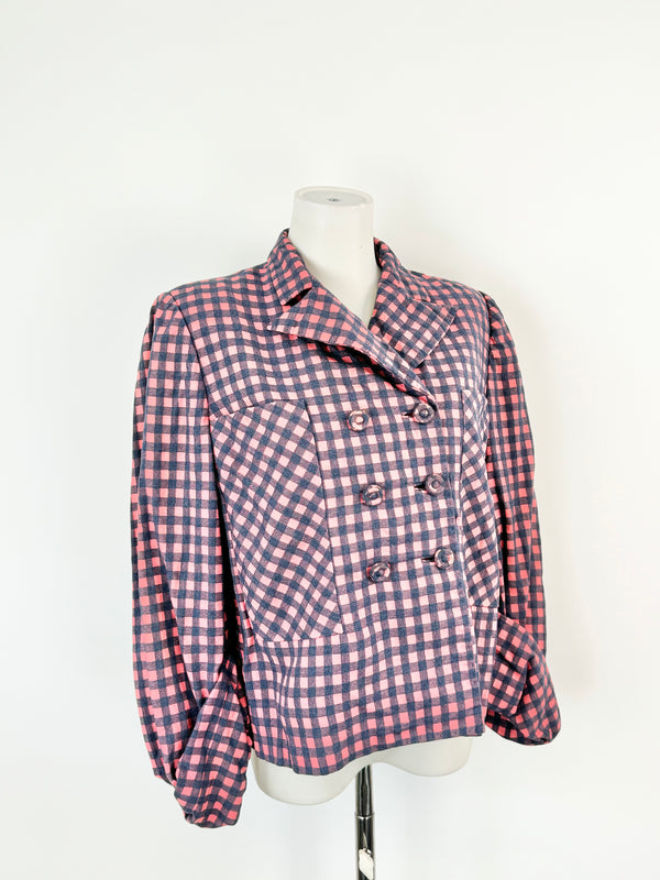 Vintage Crosby Bros Pink & Blue Plaid Blazer - AU10