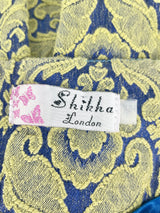 Shikha London Embroidered Floral Blue & Yellow Midi Dress - AU6/8