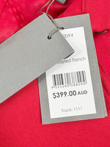 Jigsaw Red Double-Breasted Trench Coat - AU8