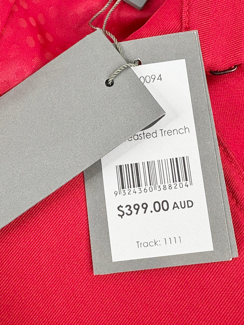 Jigsaw Red Double-Breasted Trench Coat - AU8